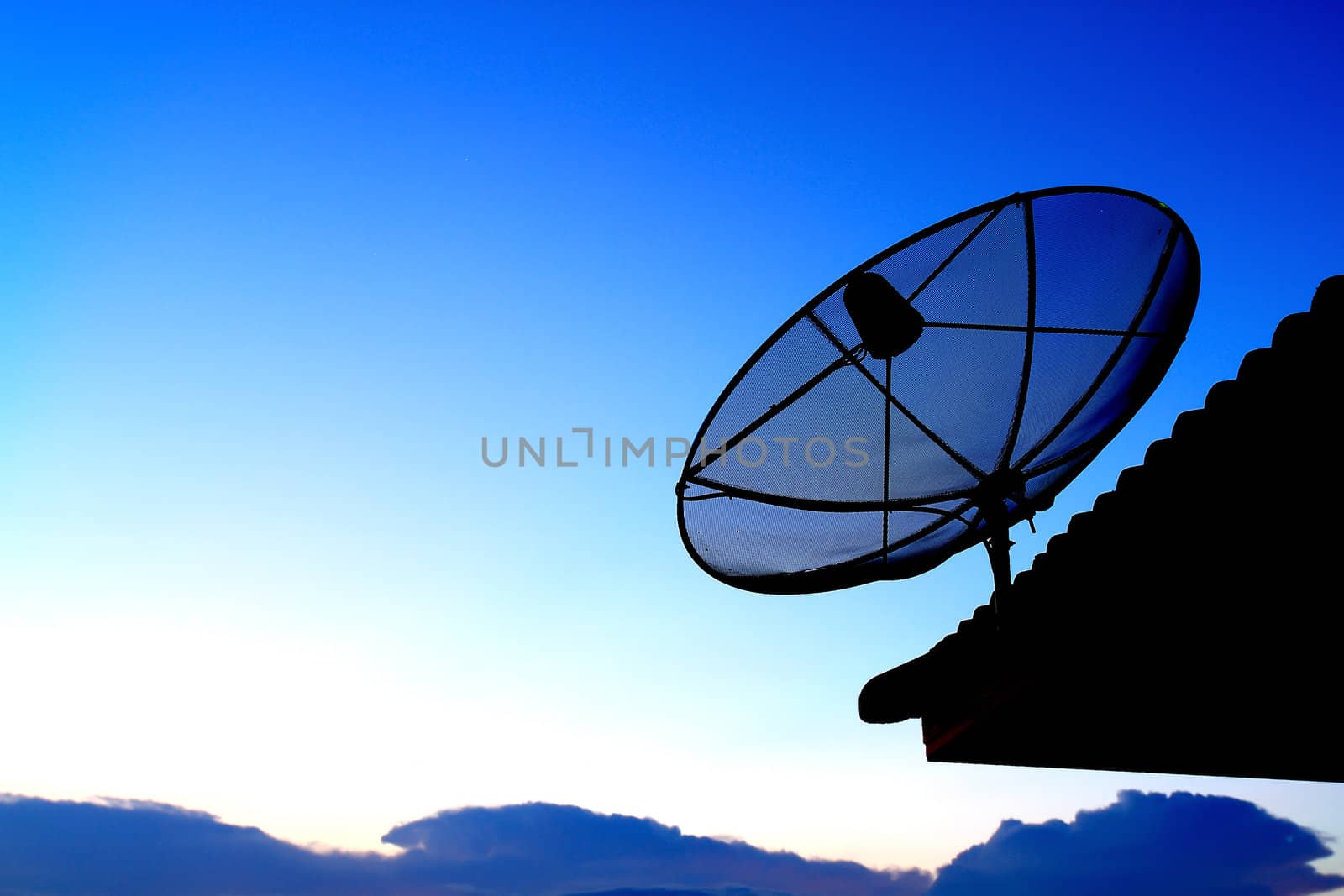Satellite TV with sunset sky  by rufous