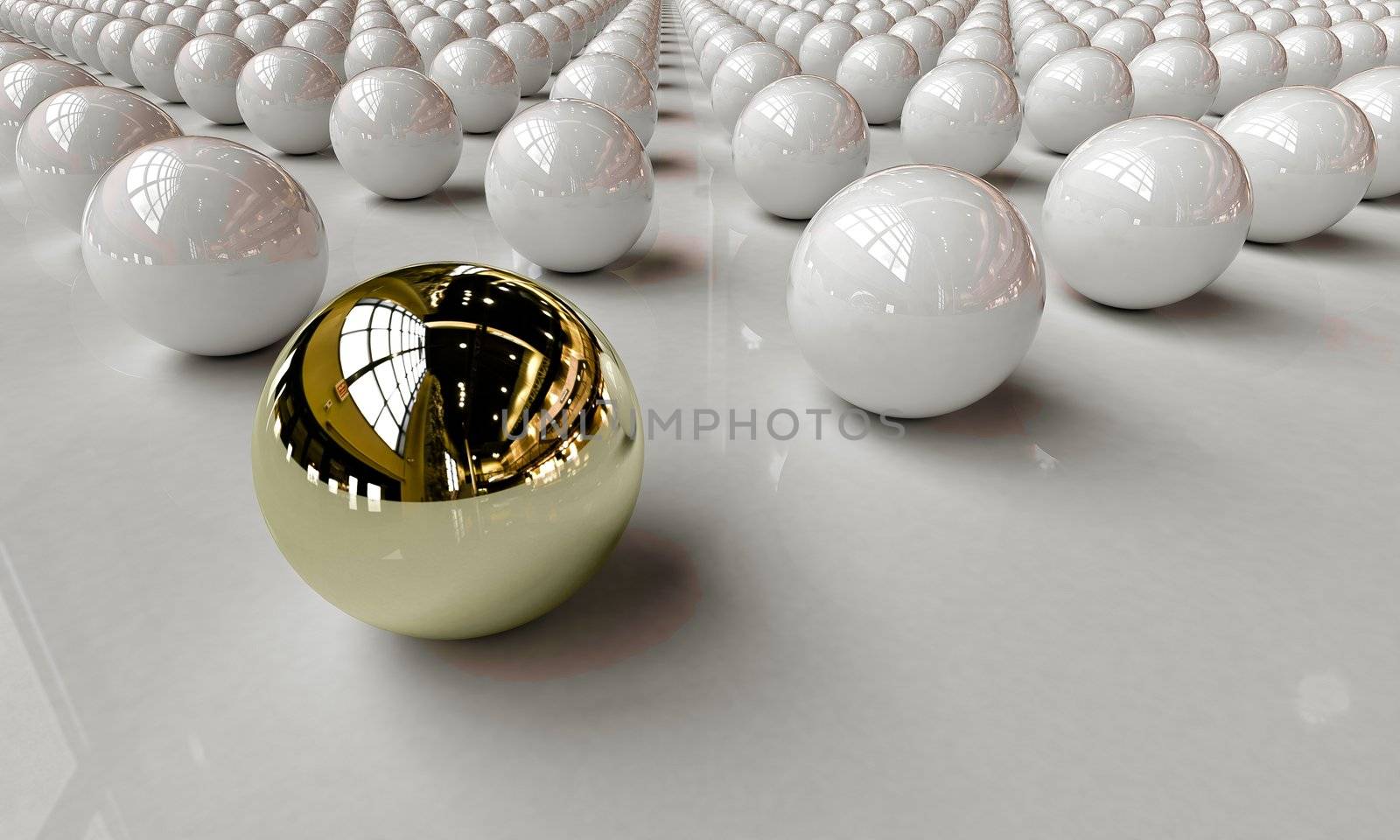 The set of balls on a light background, one stands out