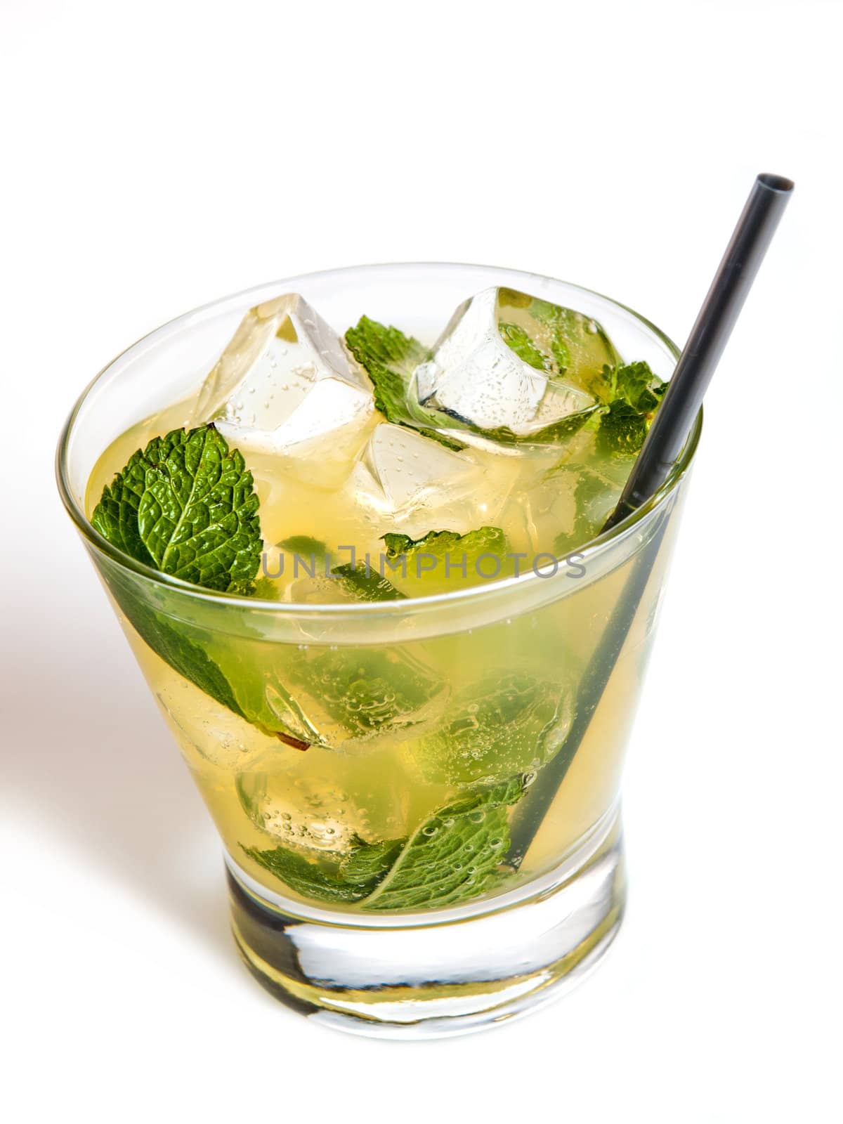 Fresh mojito cocktail on white background