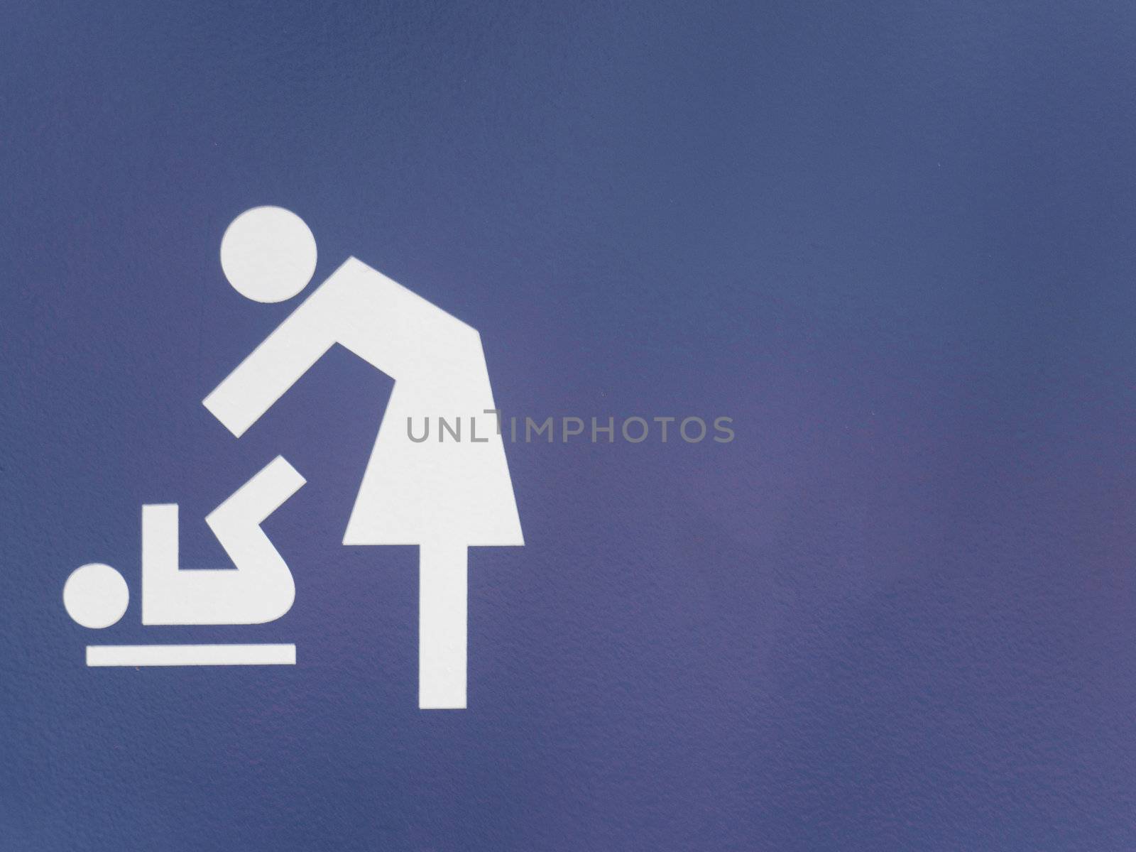 Diaper changing room sign in blue
