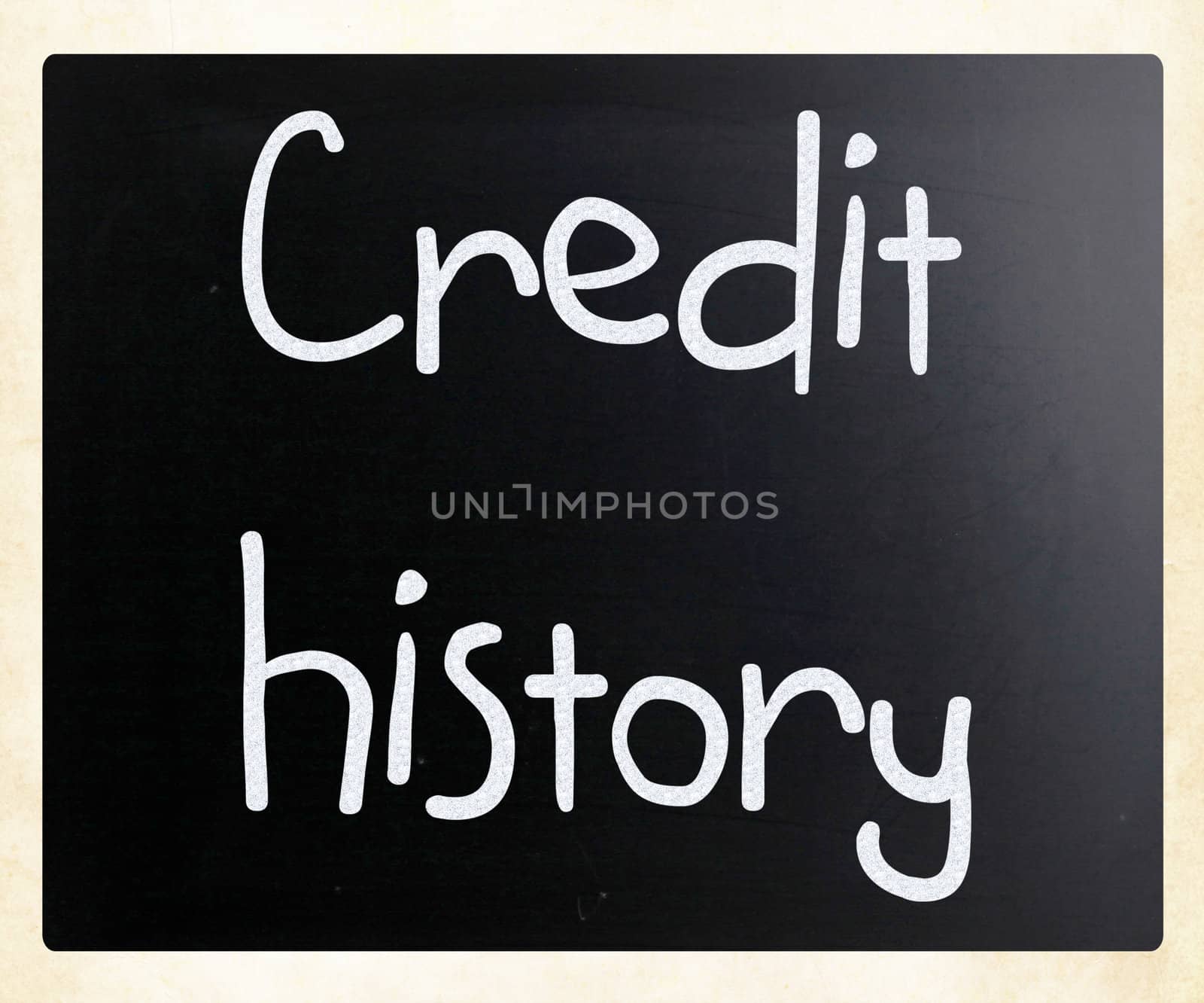 "Credit history" handwritten with white chalk on a blackboard