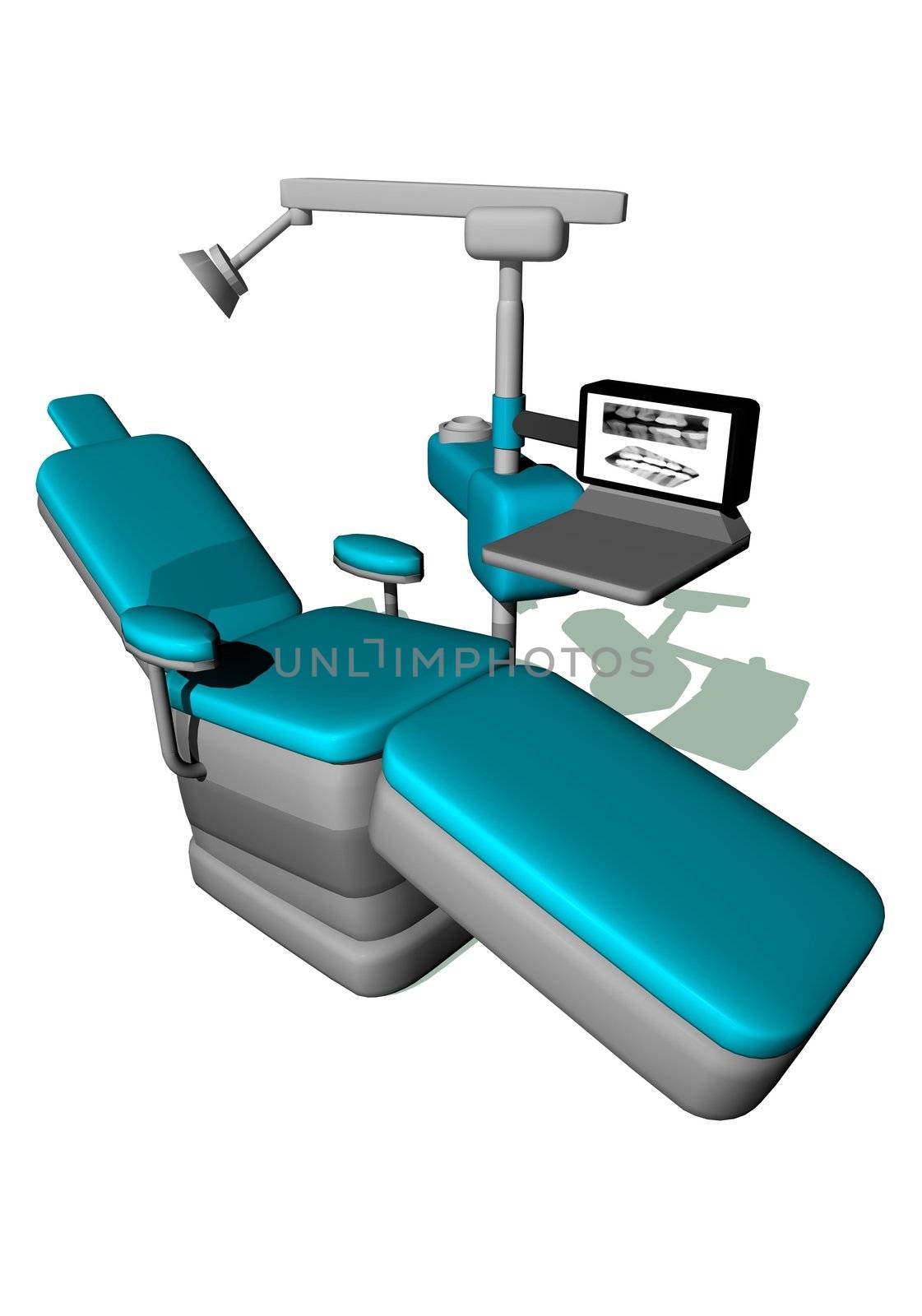 One modern dental chair in white background