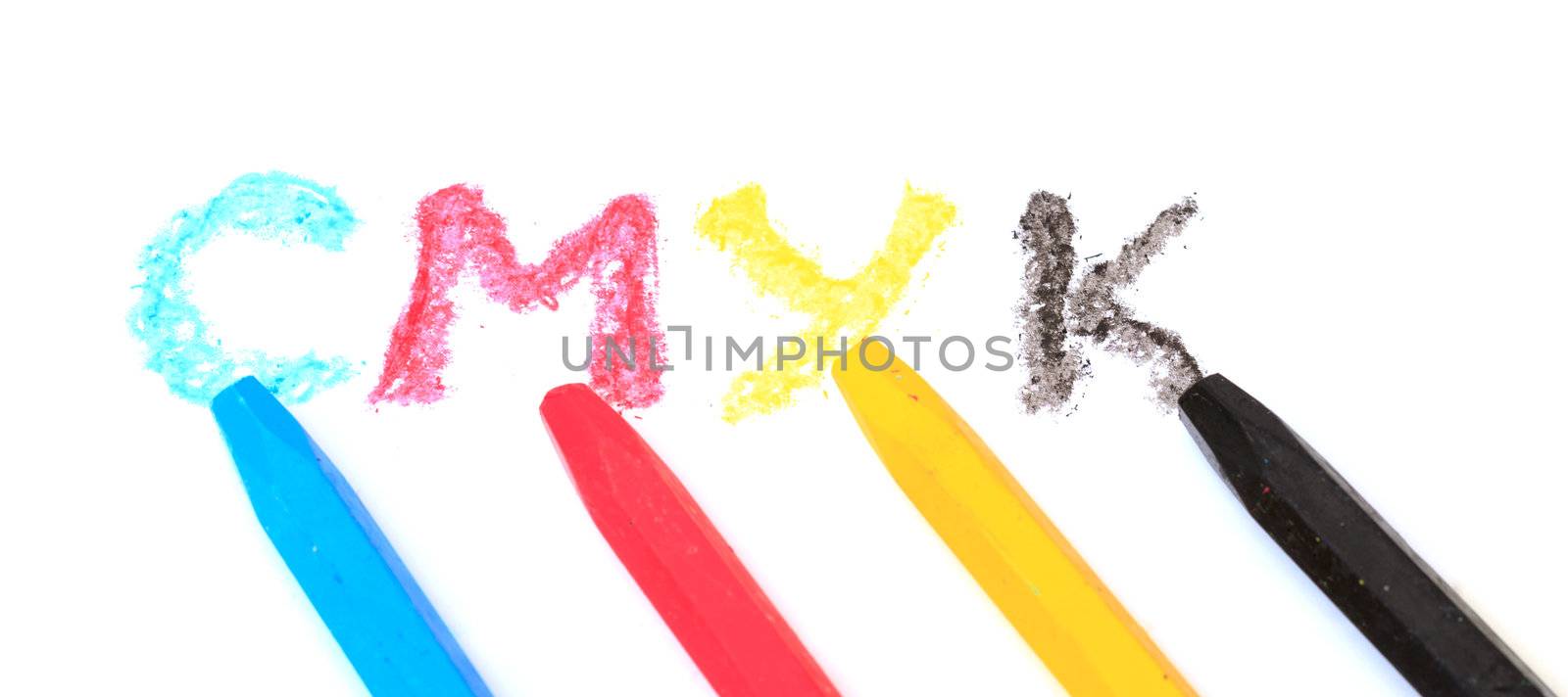 Sign of the CMYK from pastel crayons by Discovod