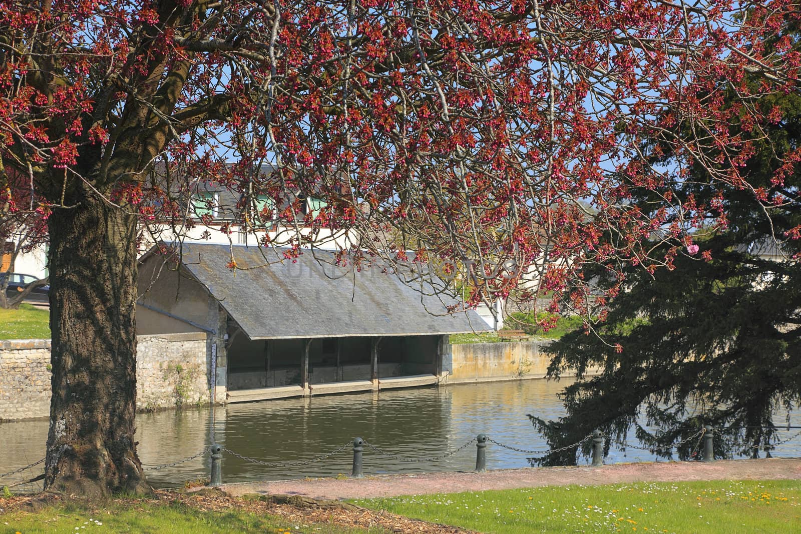 Traditional public outdoor laundry (lavoir) for the Eure&Loir region in France.