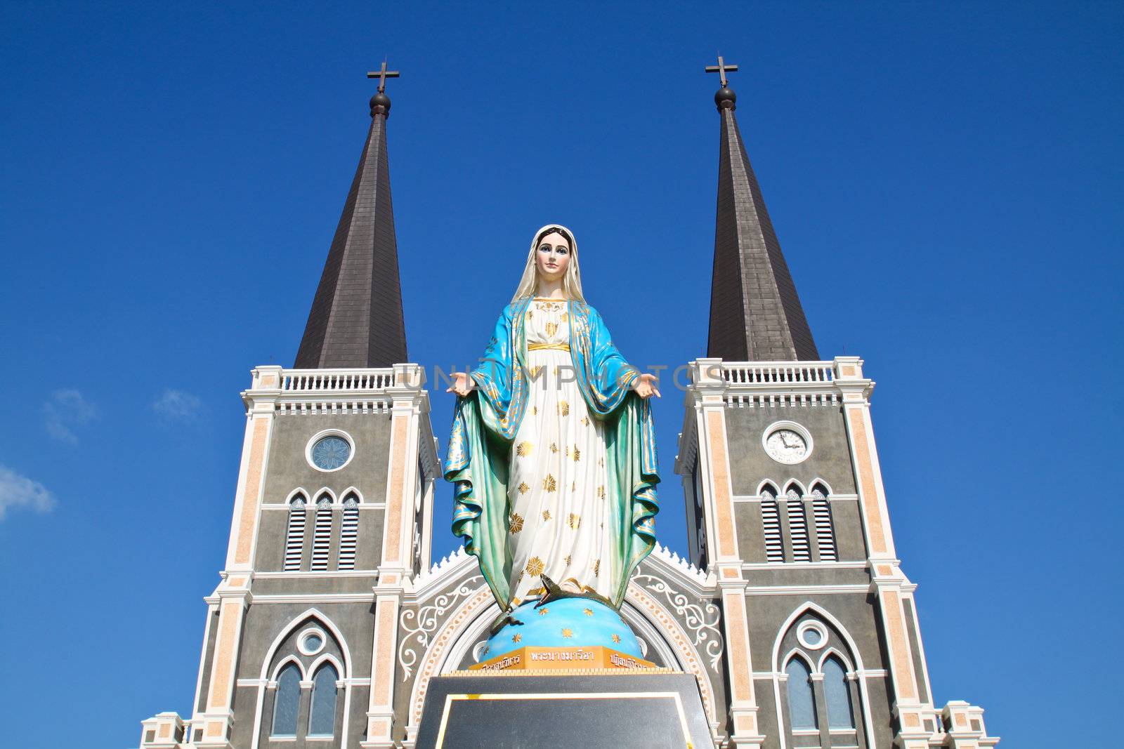 Virgin mary statue at catholic church, Chantaburi province, Thai by nuchylee