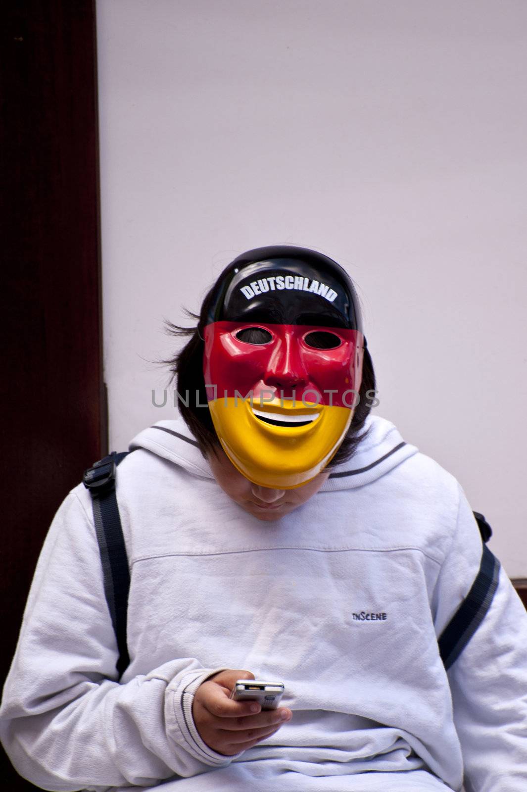 German soccer fan with mask