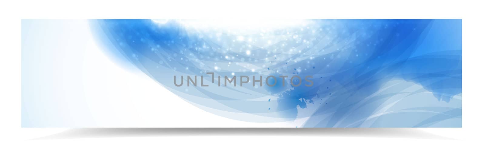 Abstract header with blue watercolor effect and lights