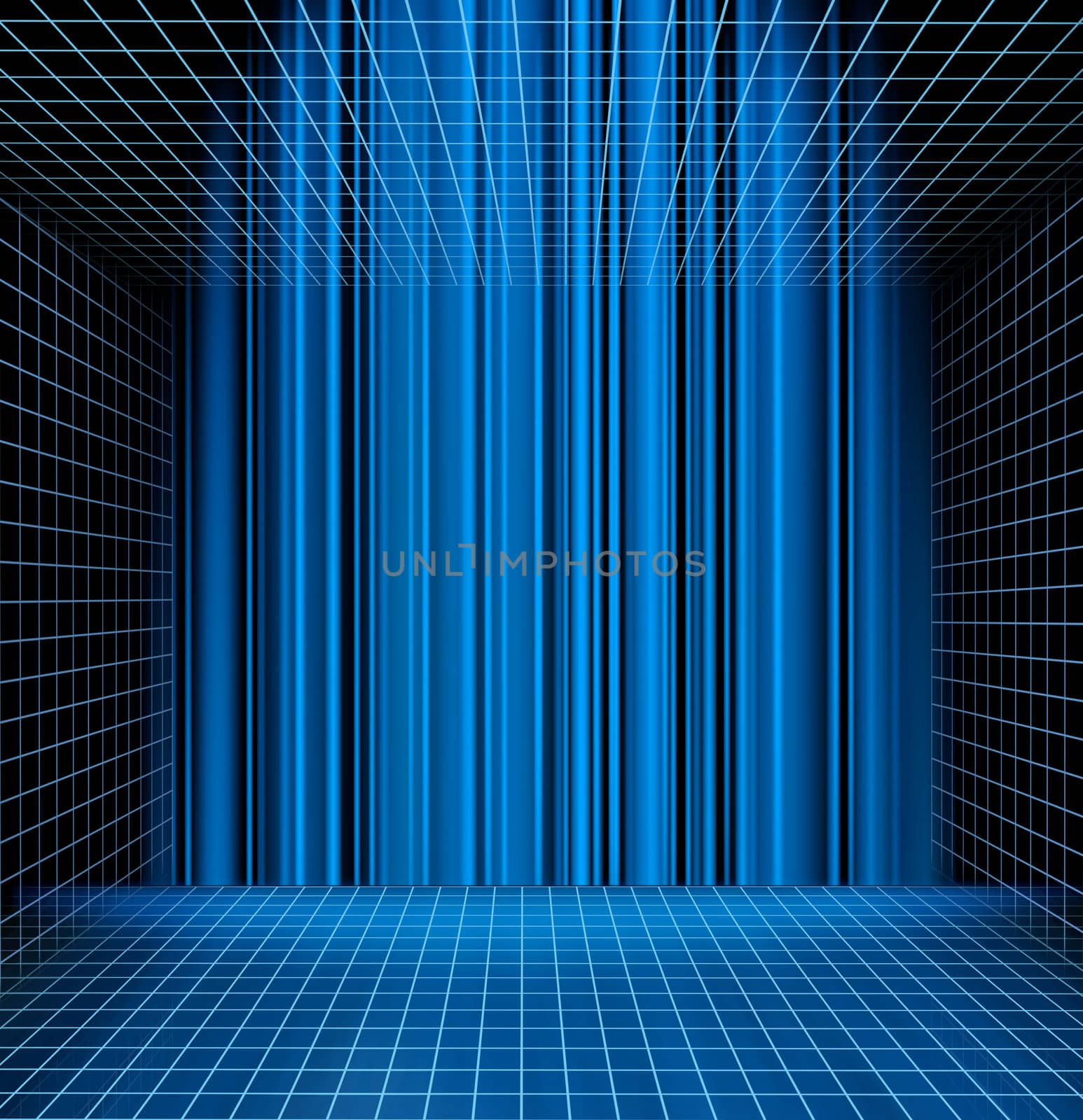 Abstract blue grid perspective space background