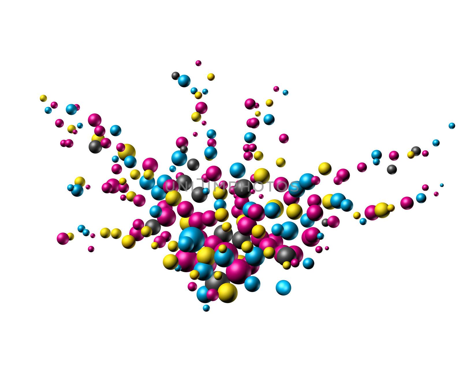 Cmyk color particles explosion by anterovium