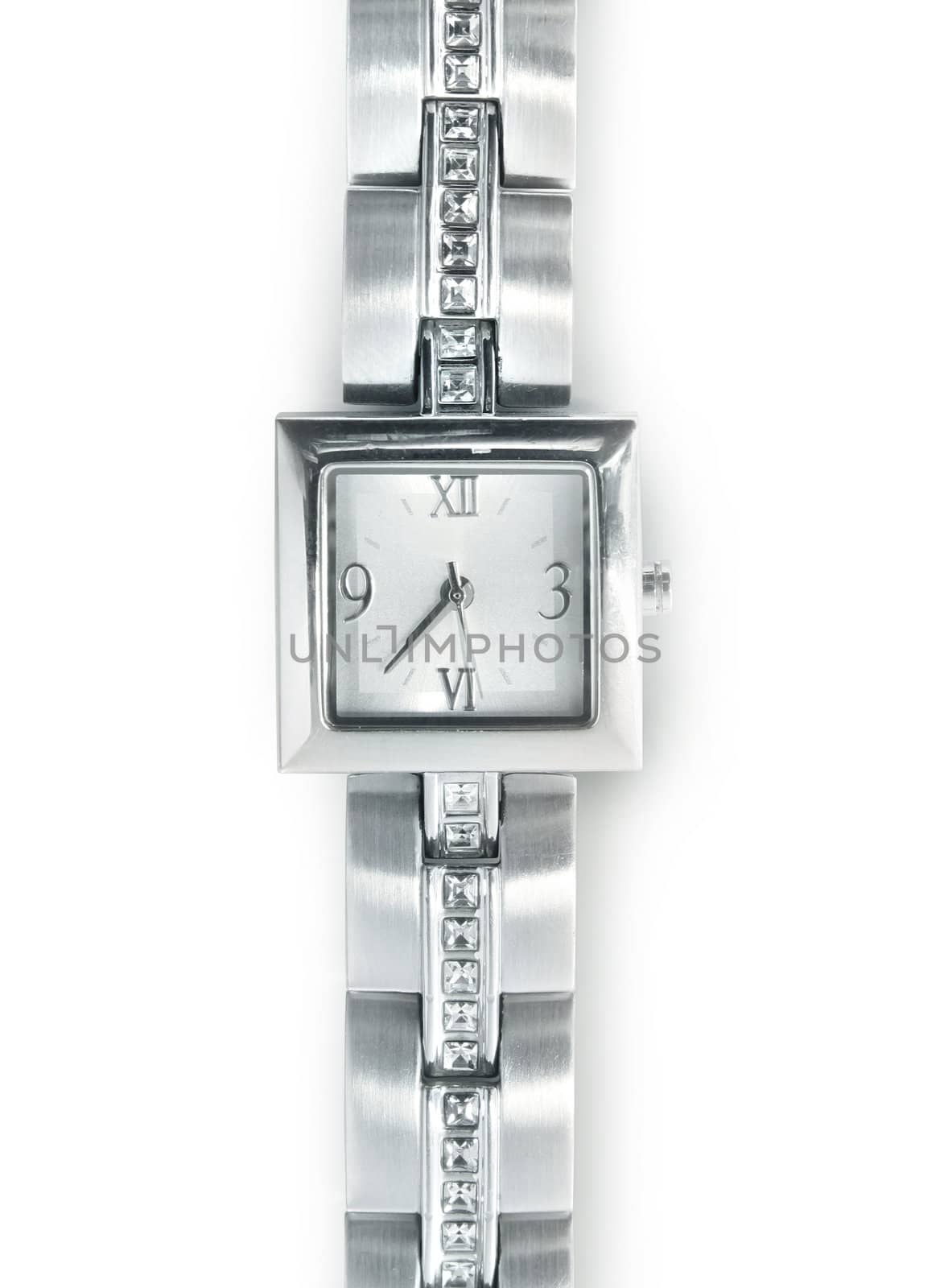 Elegant women's luxury silver wrist watch with diamonds