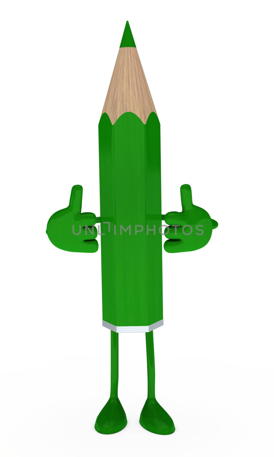 big green pencil figure show thumb up