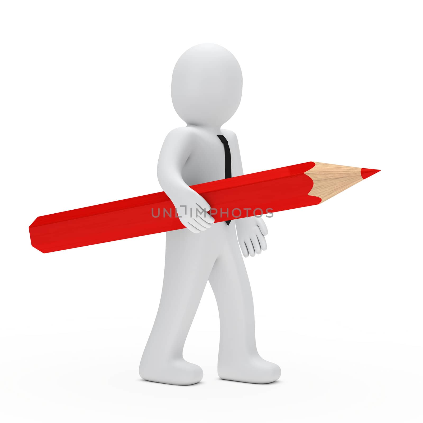 business man hold a big red pencil