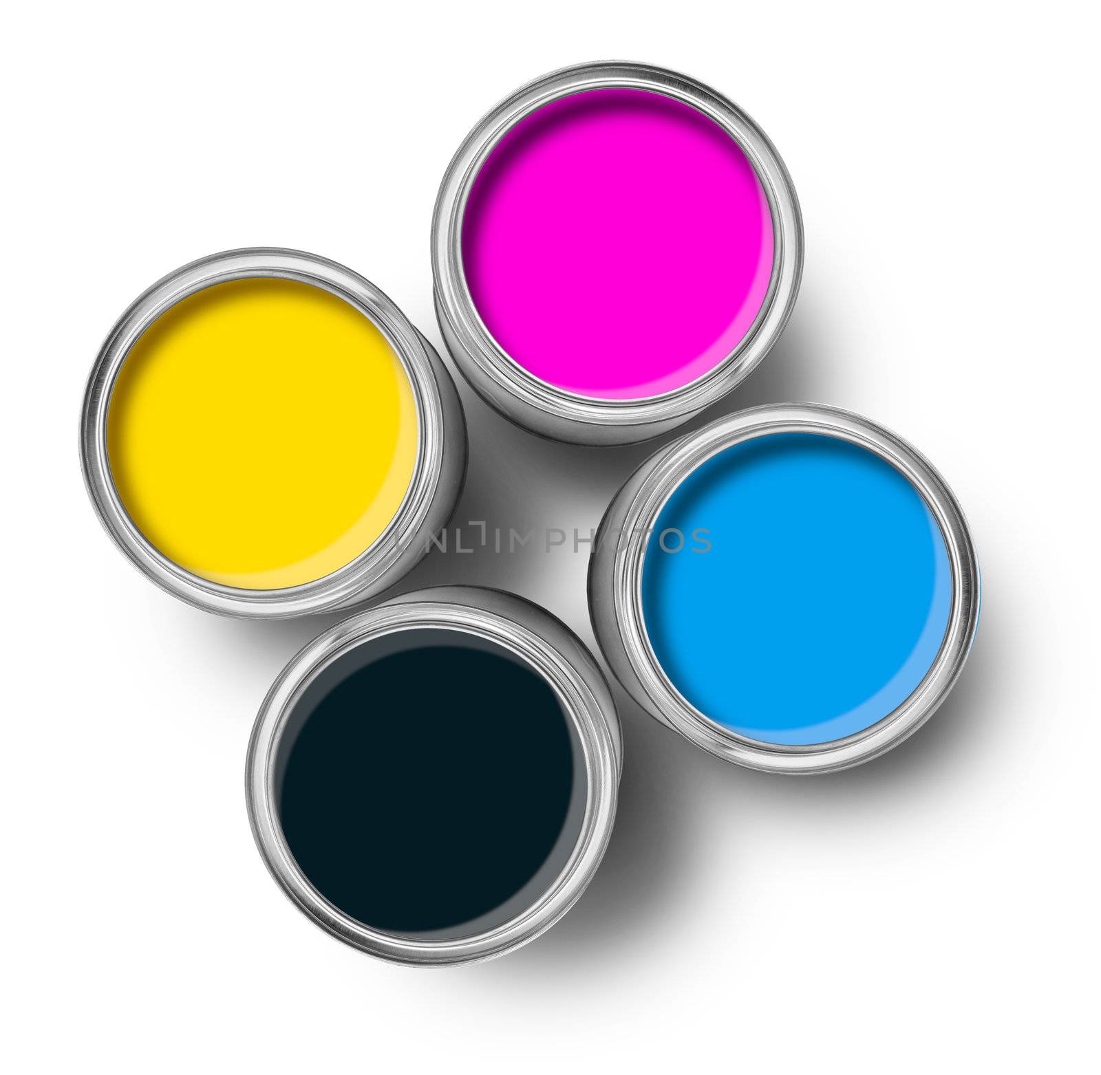Cmyk color paint tin cans top by anterovium