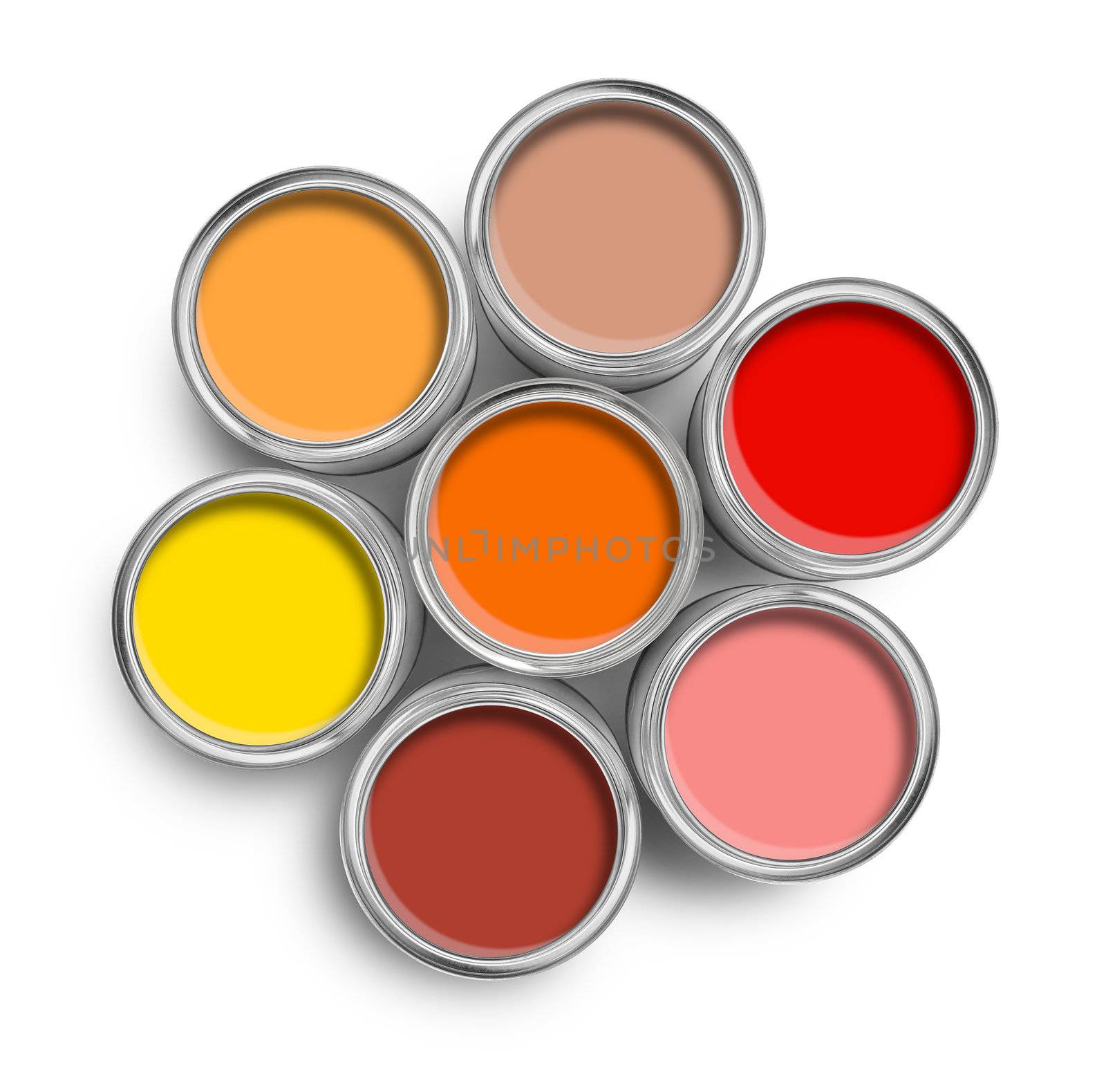 Warm color paint tin cans top by anterovium