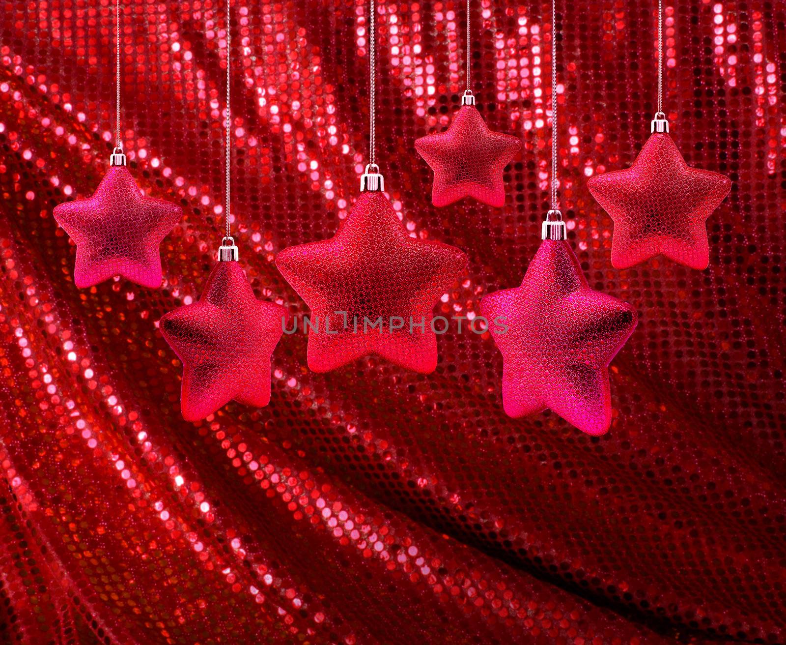 Red stars on red glitter canvas by anterovium