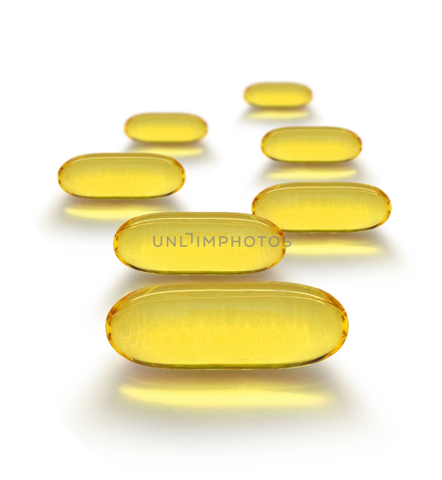 Seven day cure  yellow transparent medicine capsules