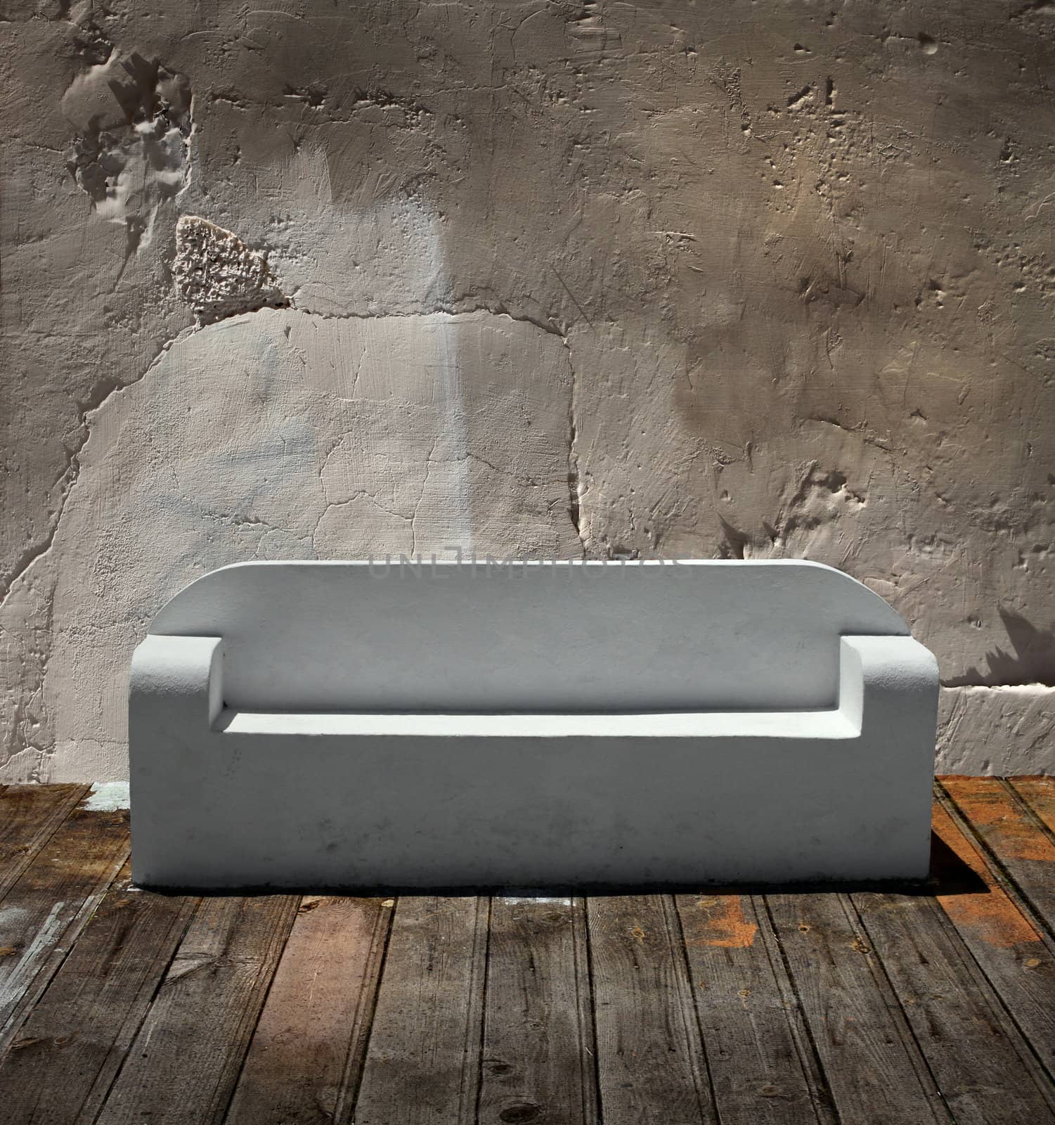 Stone sofa wooden floor by anterovium