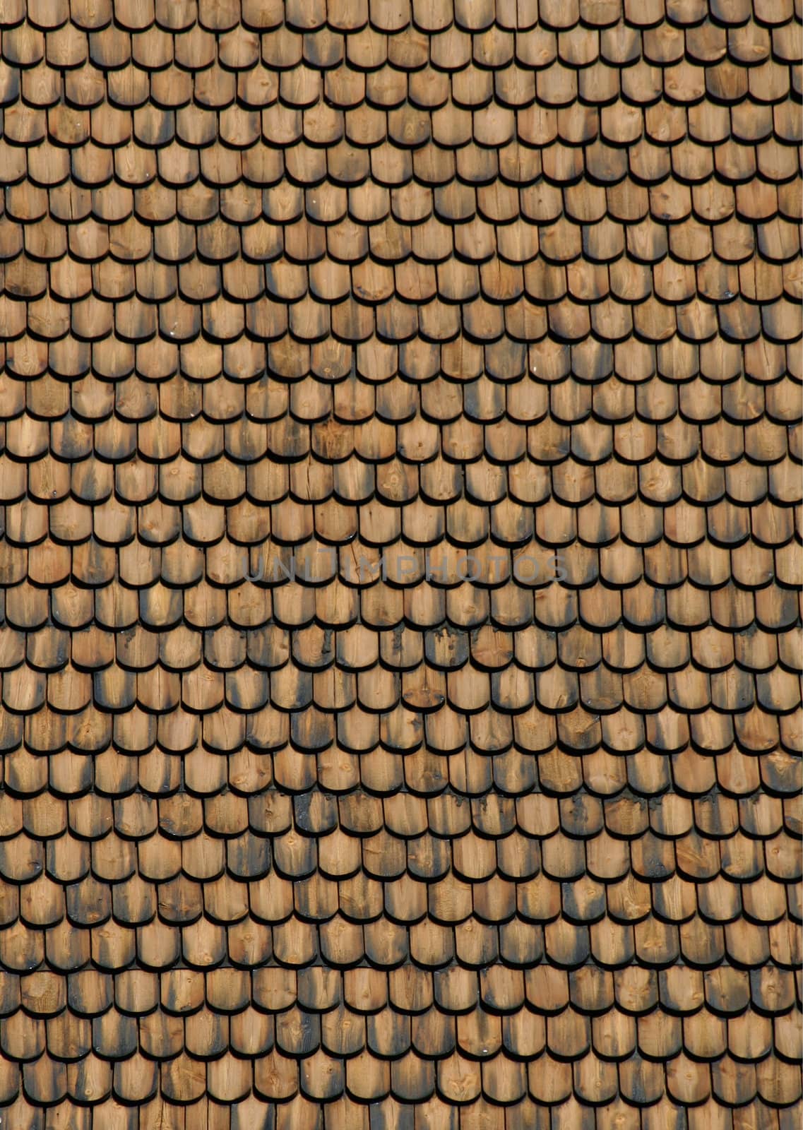 Real wood shingle roof texture surface front view