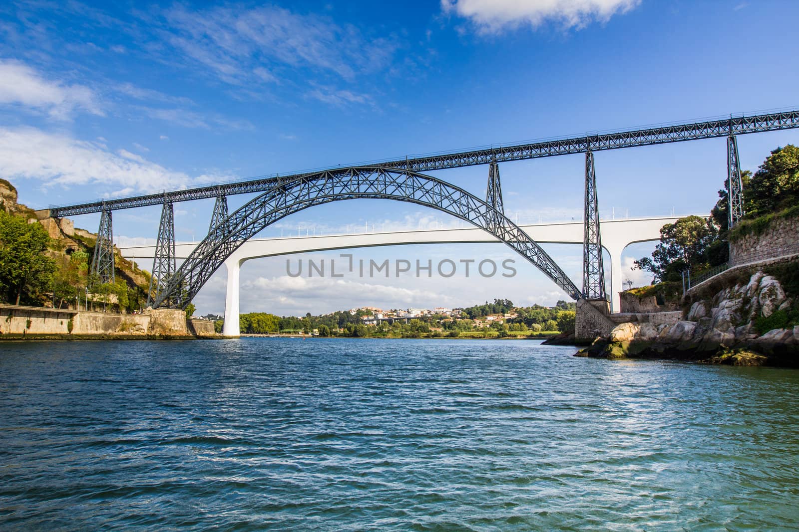 Metallic and Beam Bridges in Porto, Douro River, Portugal.