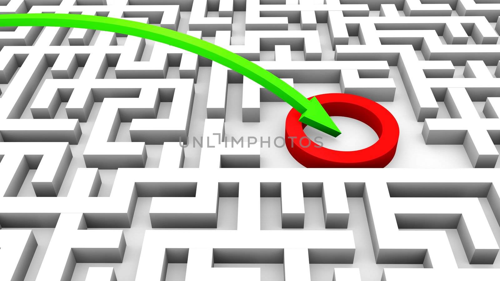 arrow over a labyrinth hits the target