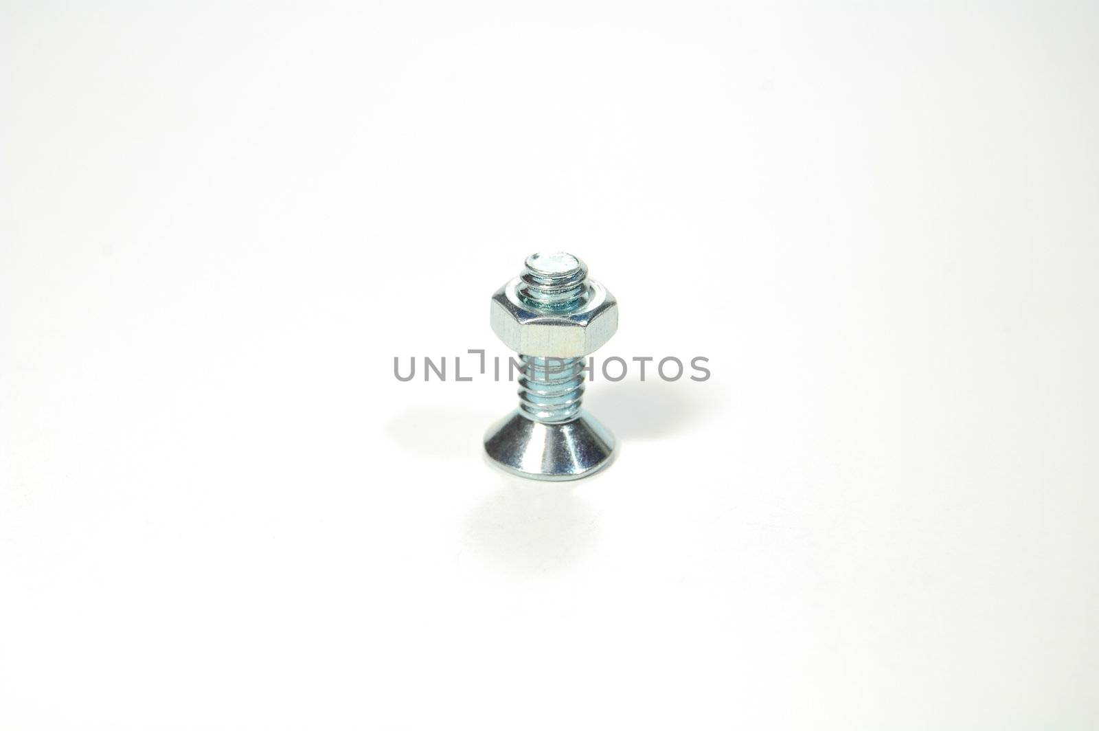 A set of shiny metal nut and bolt for do-it-yourself stuff or repairing/replacing old parts