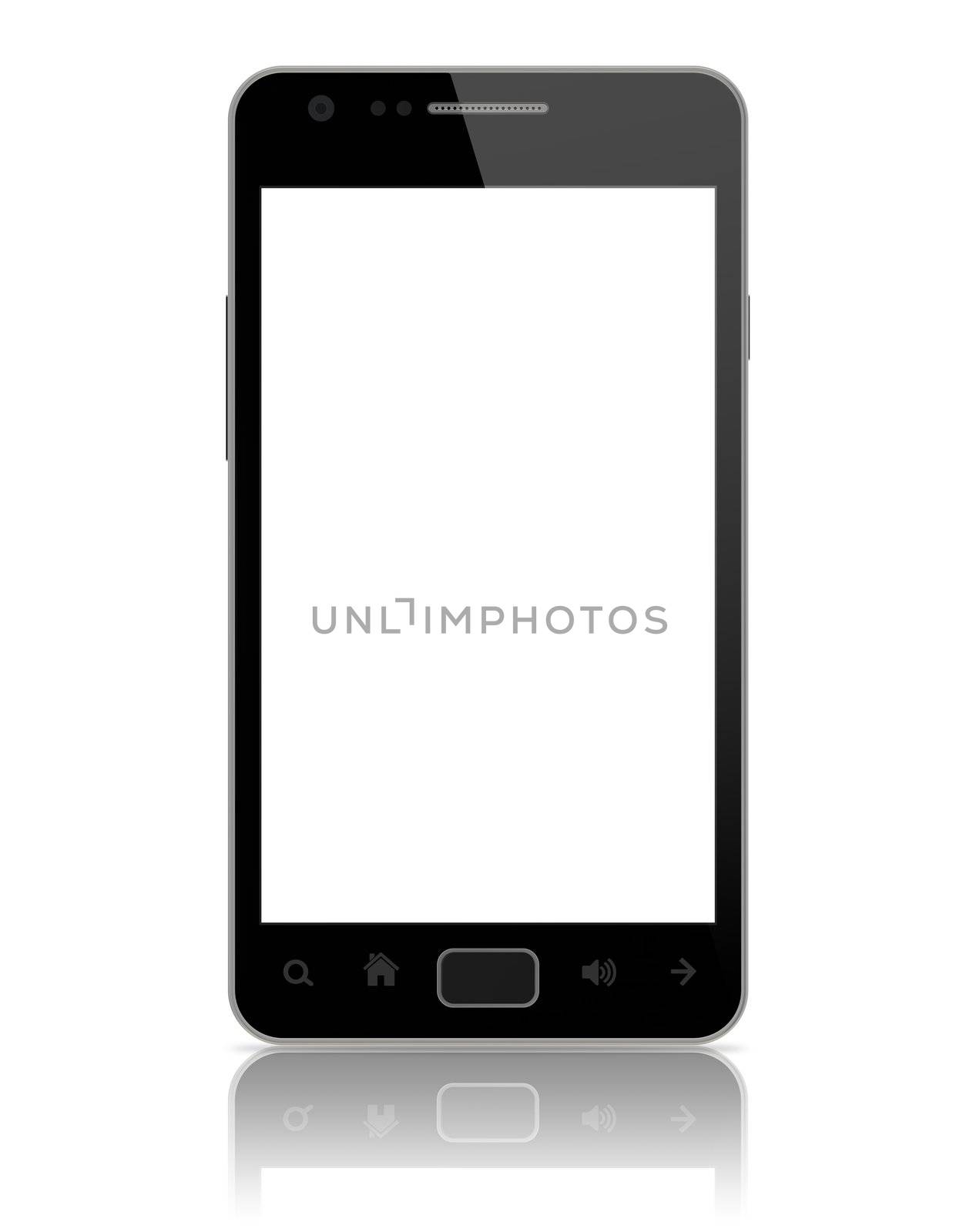 Modern smart phone with blank screen isolated by manaemedia