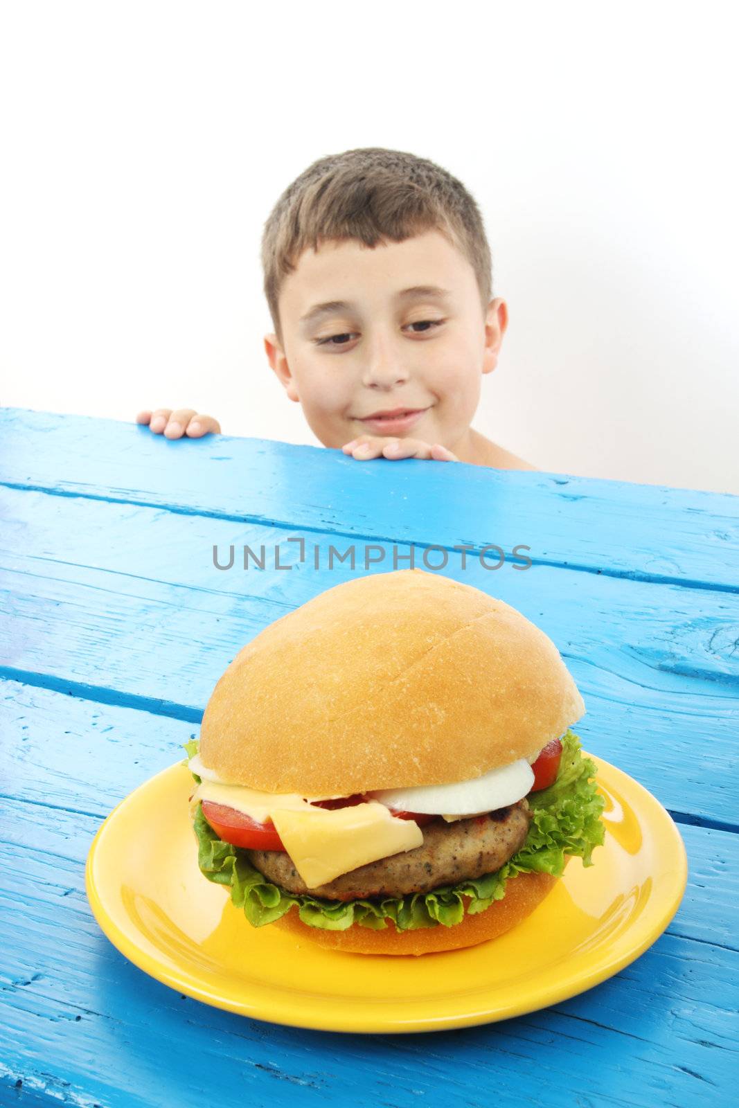 boy and hamburger by alexkosev