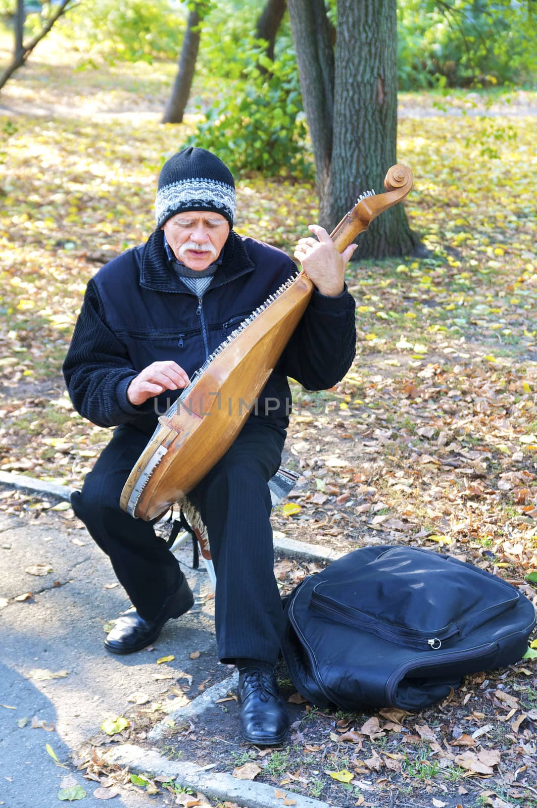 bandurist musician on the streets of the city of Kharkov