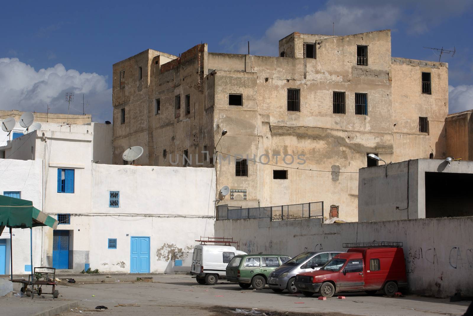 Parking in the medina in Tunisia             