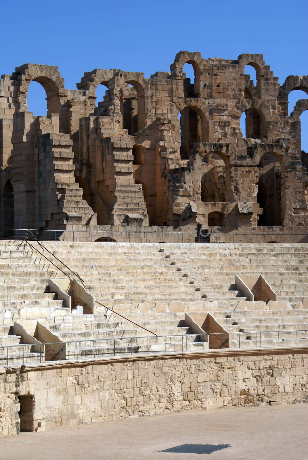 Inside old roman amphitheater in El-Jem, Tunisia             