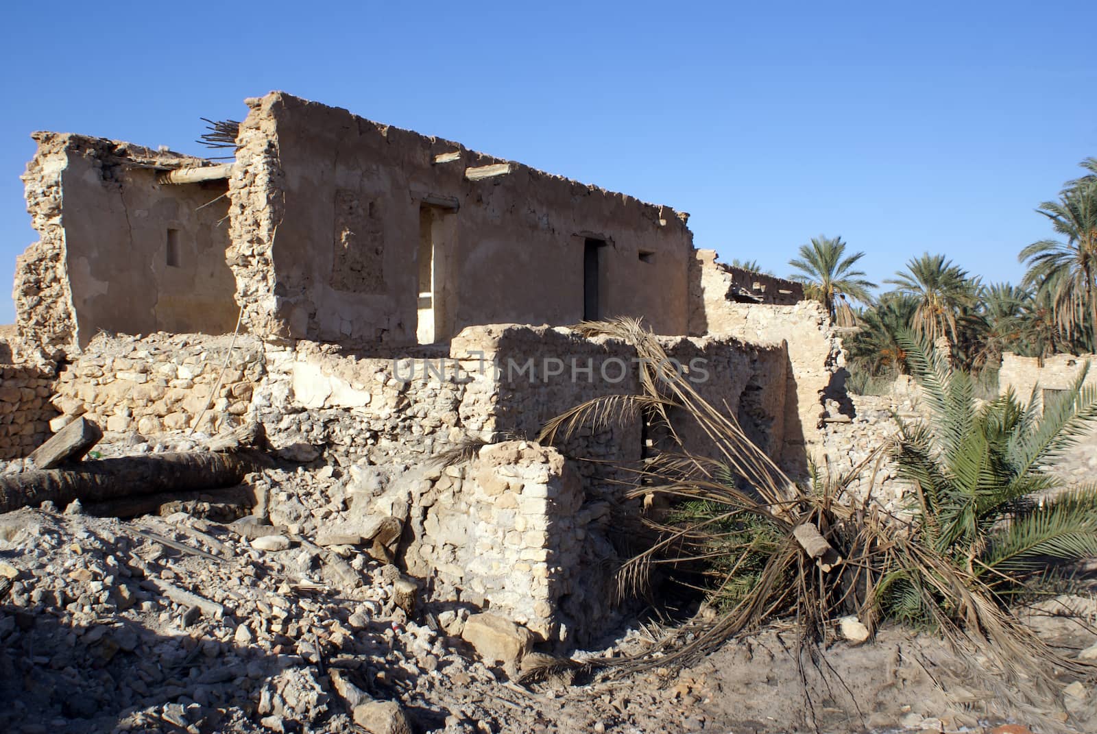 Ruined house in old medina Kebili, Tunisia                 