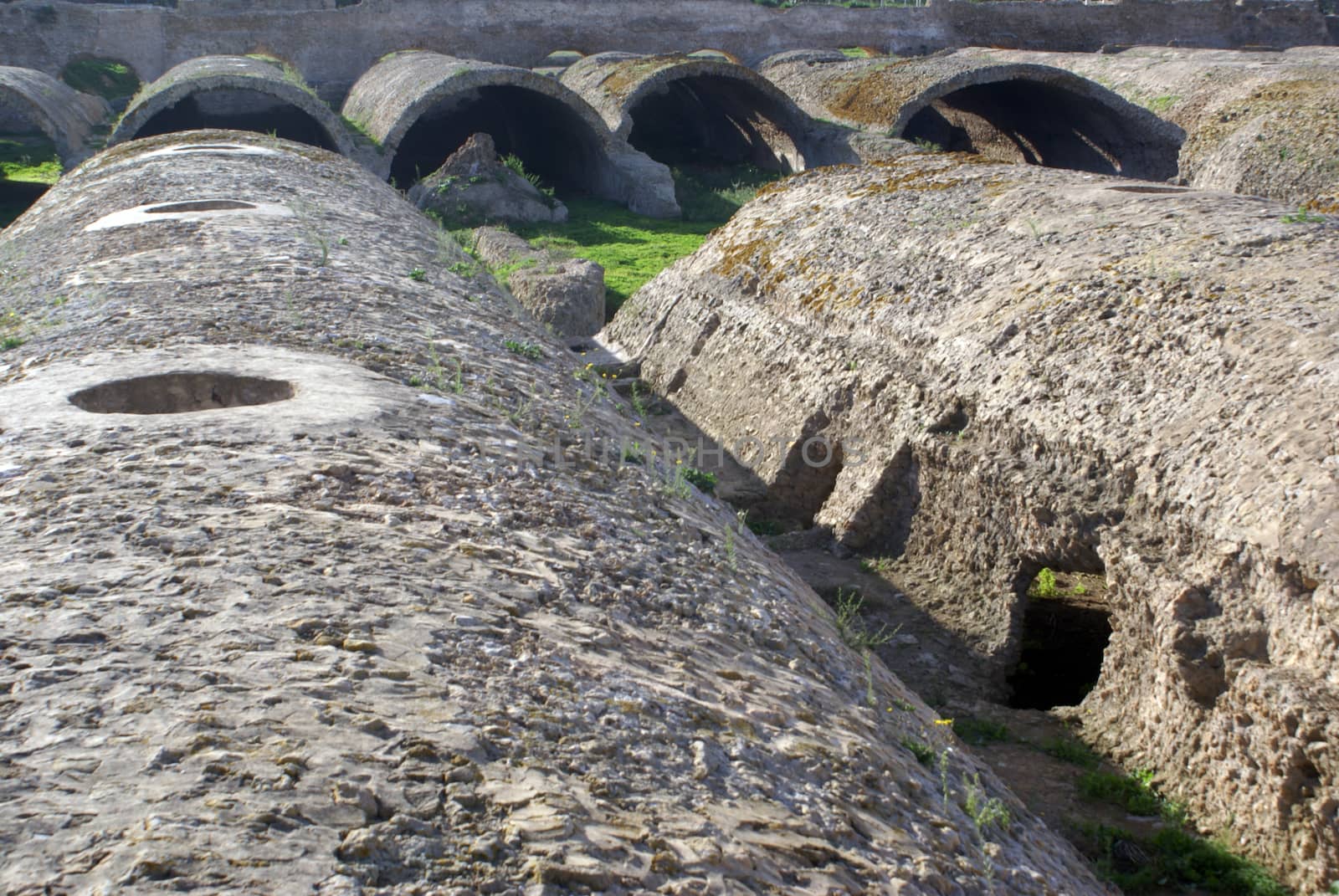 Big old roman cicterns in ruins of Carthage in Tunisia              