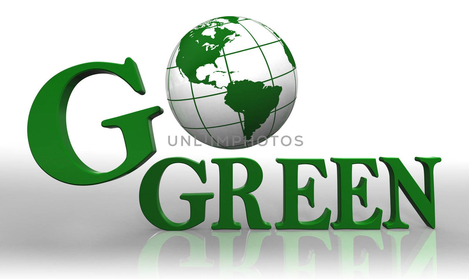 go green logo word and earth globe with clipping path