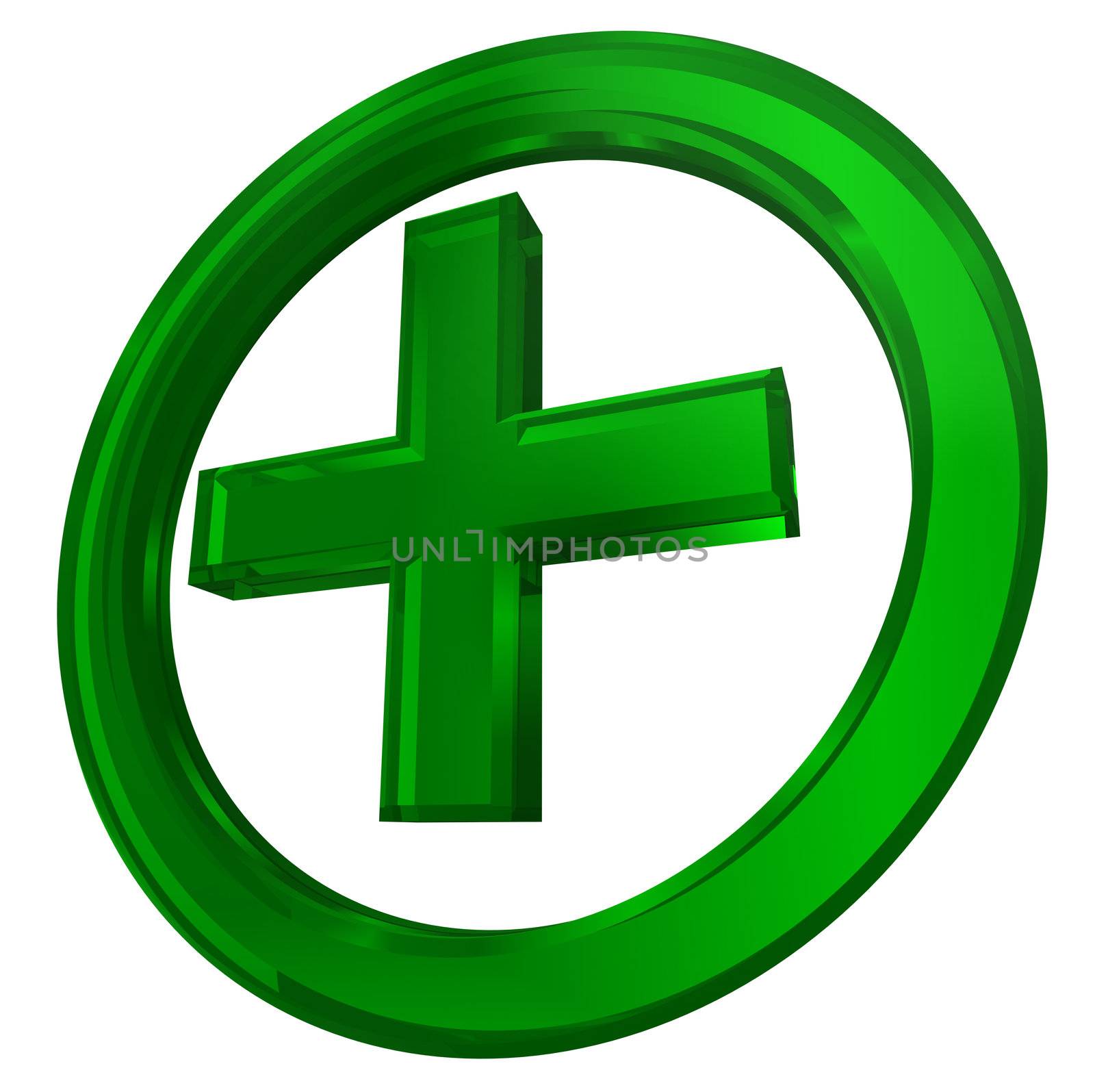 green cross in circle health symbol isolated on white background clipping path included