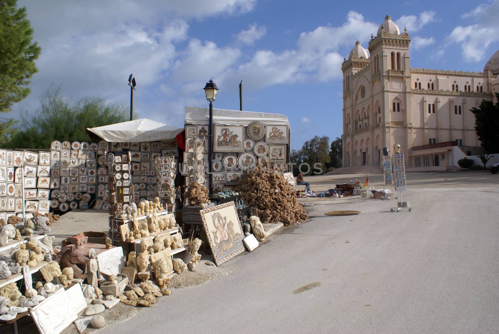 Souvenirs near the road to Carthage museum, Tunisia          