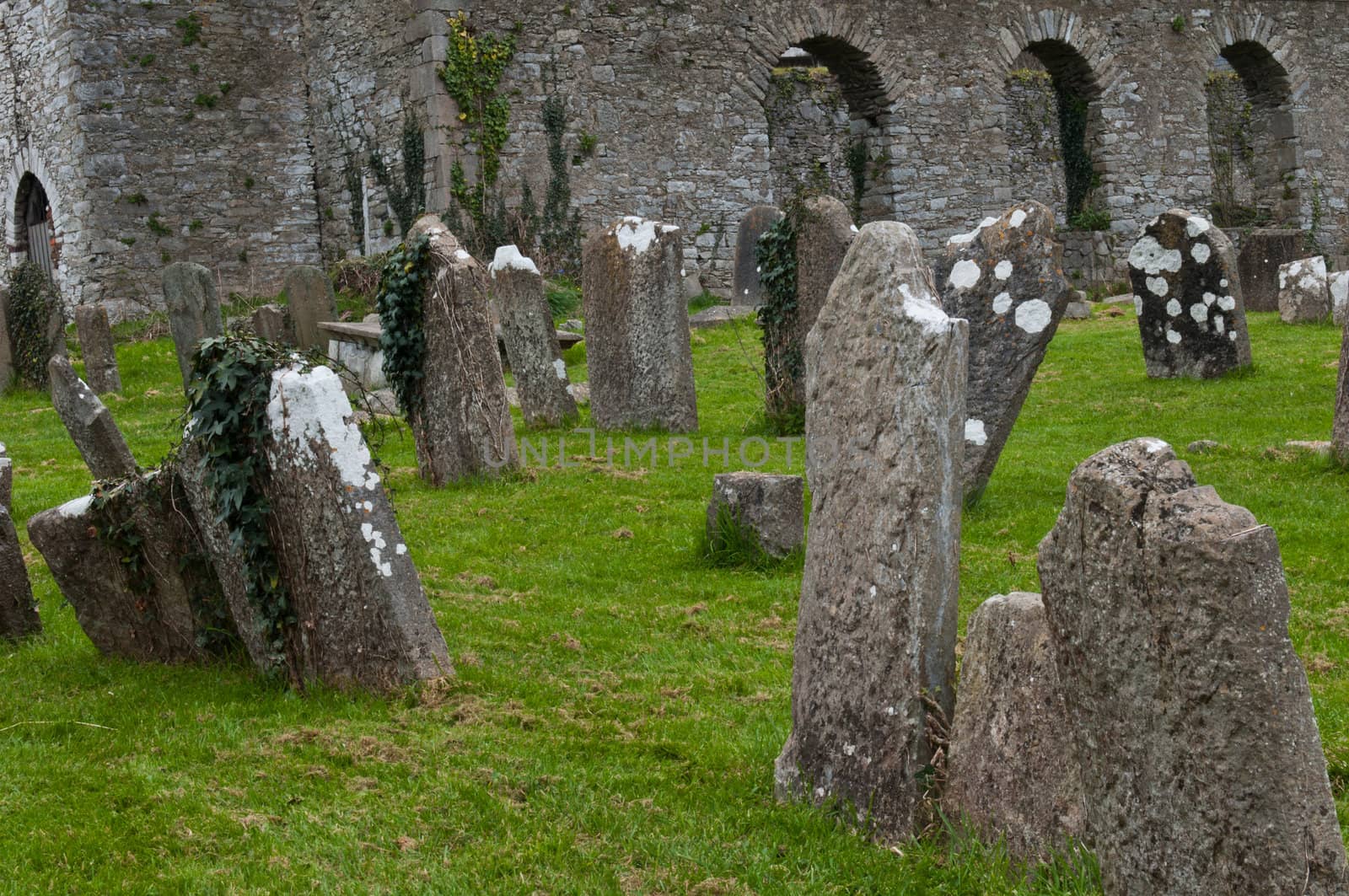 Saint Anne church and graveyard in Mallow town, Ireland (sunset picture)