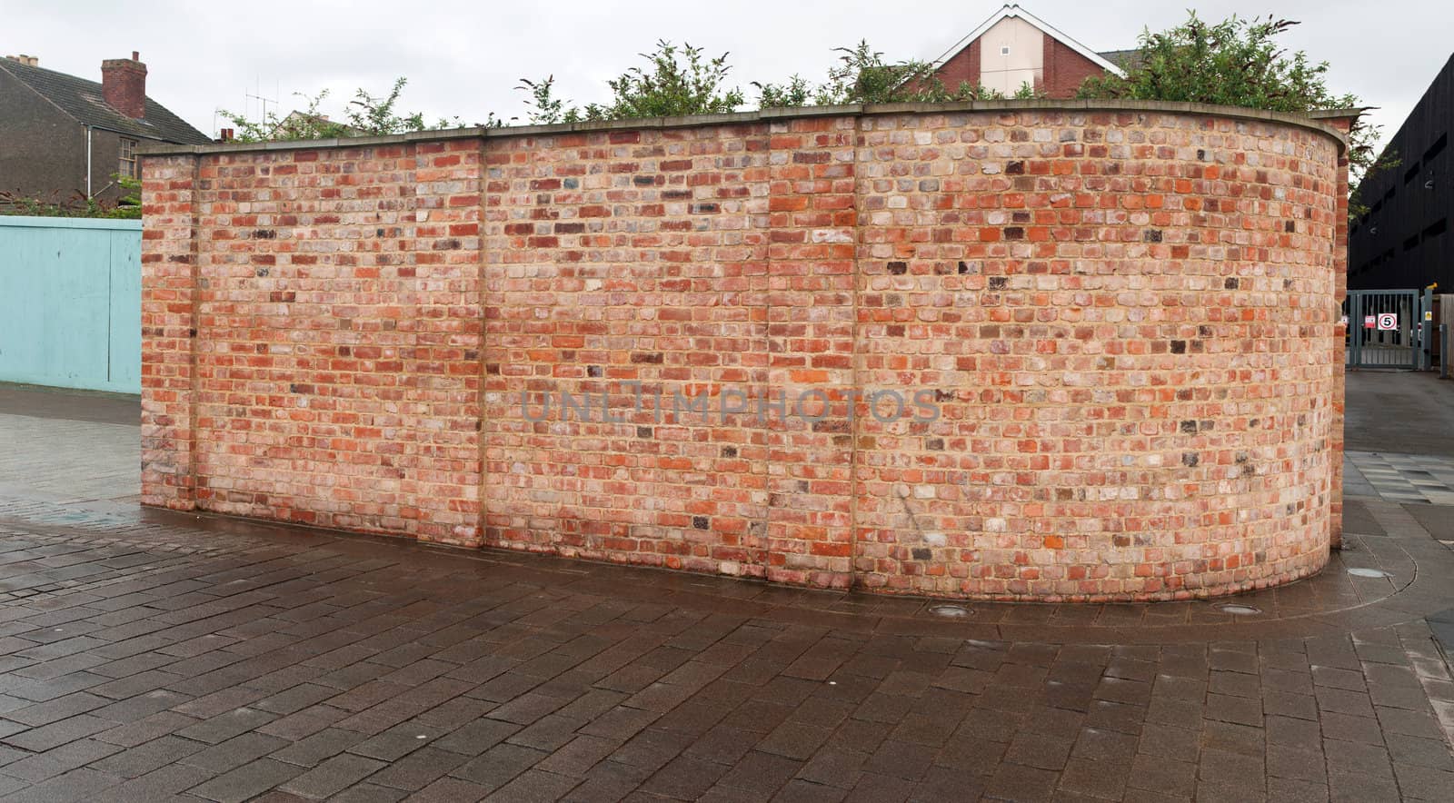 gorgeous panoramic picture of a red brick wall at a urban street in the United Kingdom (plenty copy-space for any design)