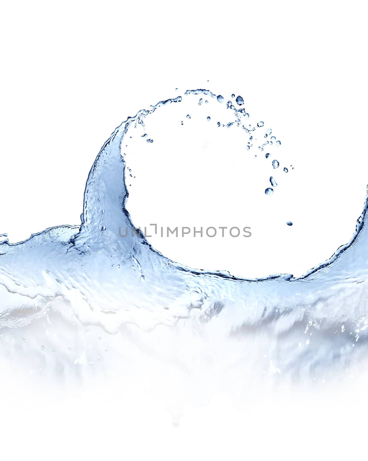 Abstract blue splashing water on white background