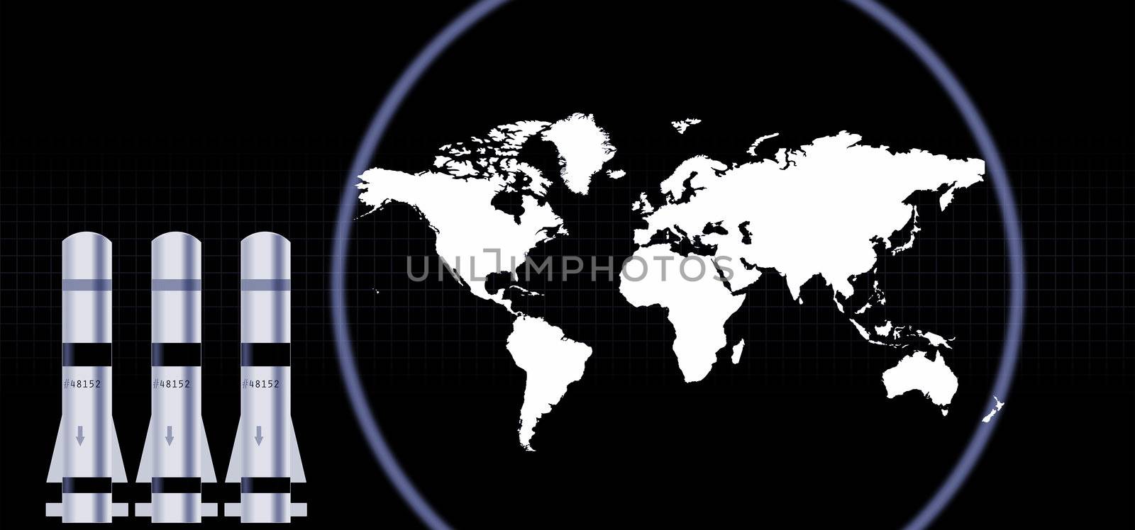 illustration of the missles and radar over planet map