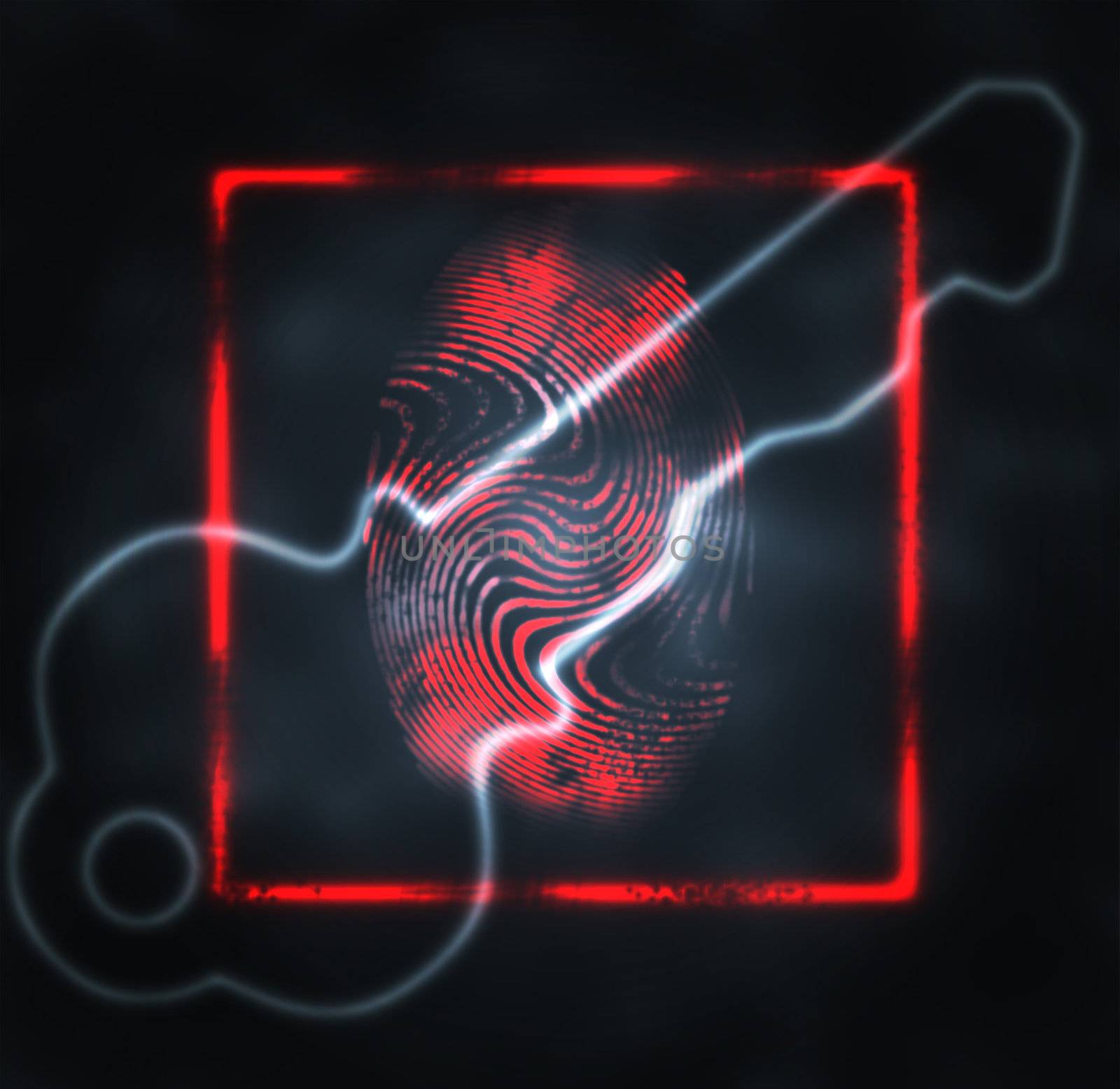 abstract illustration of the finger print and key