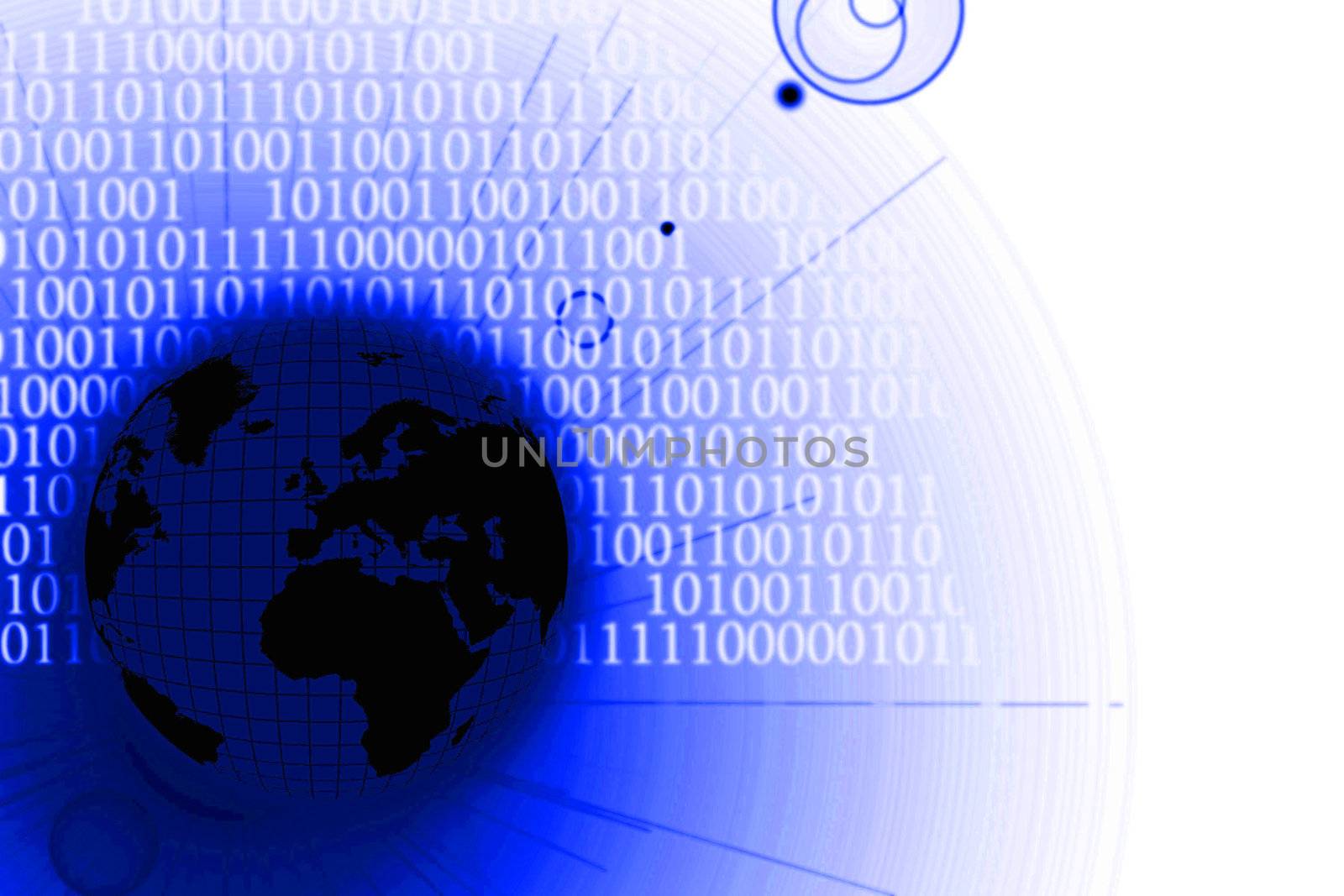 illustration of the globe and binary code