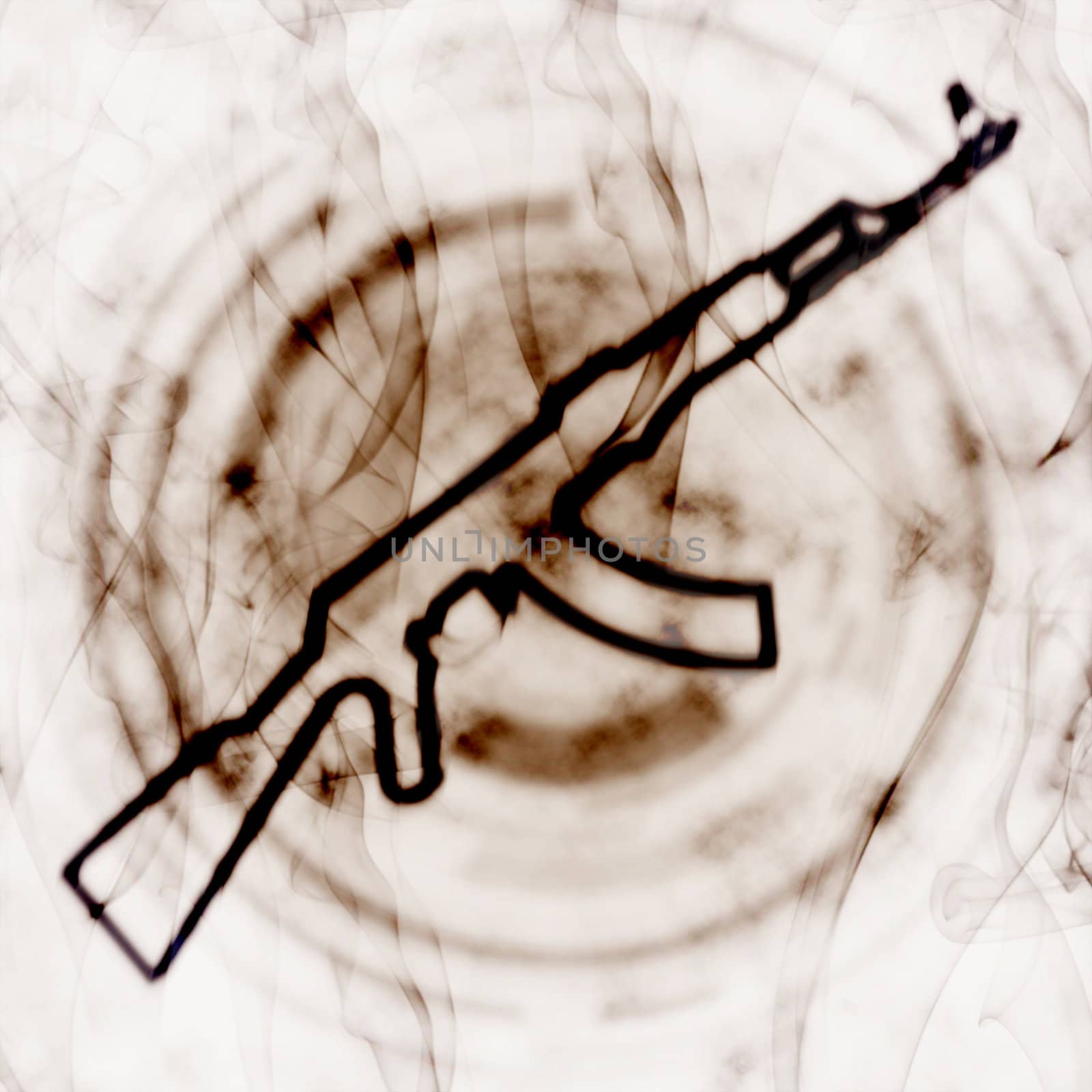 abstract illustration of kalashnikoff in the smoke