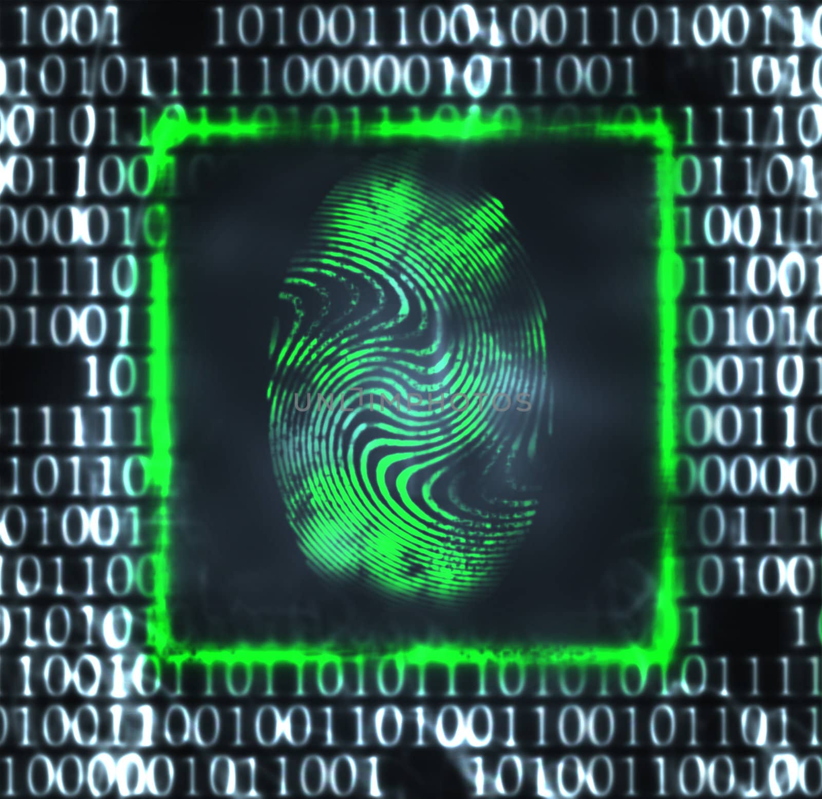 abstract illustration of the finger print and binary code