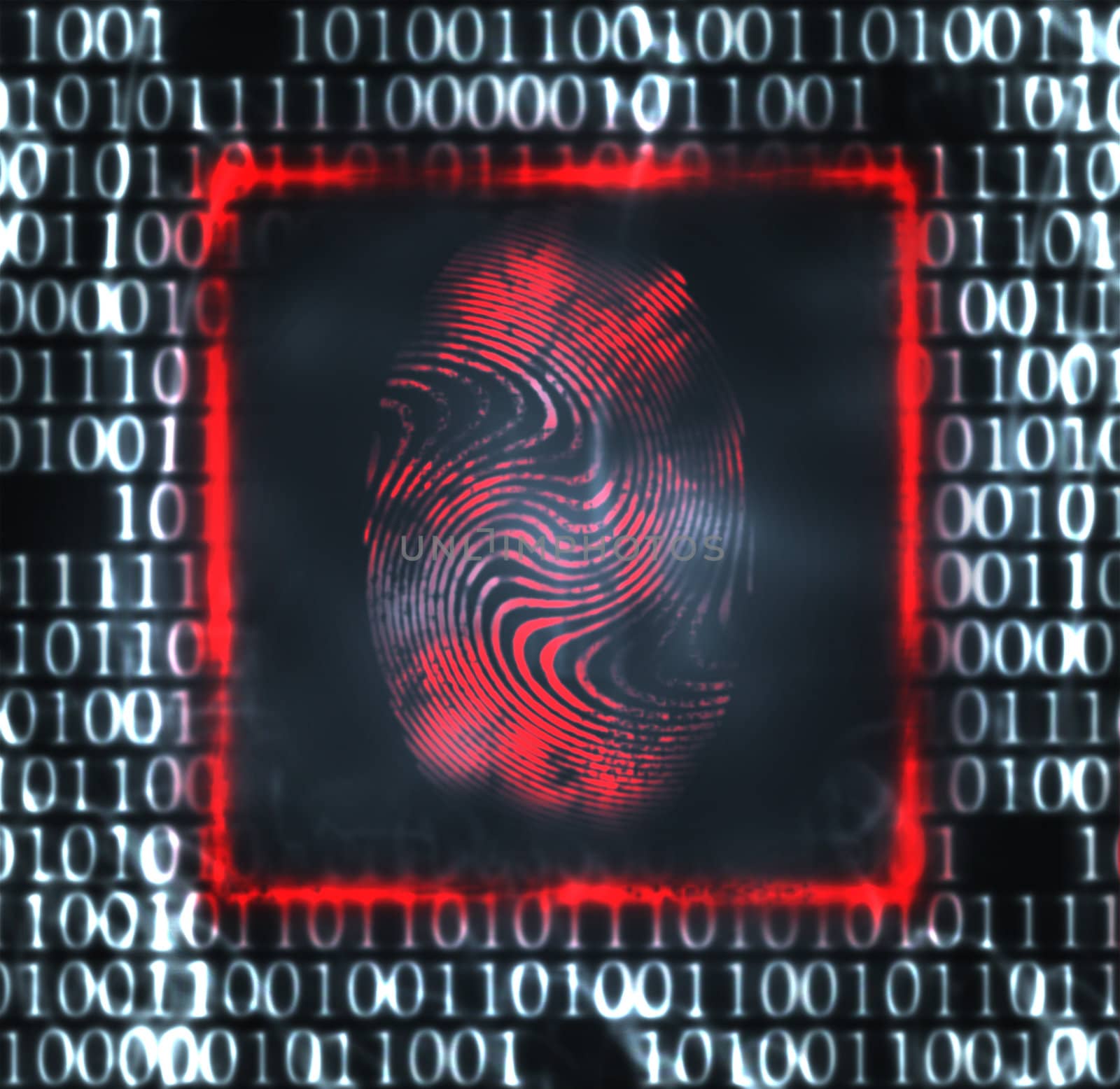 abstract illustration of the finger print and binary code