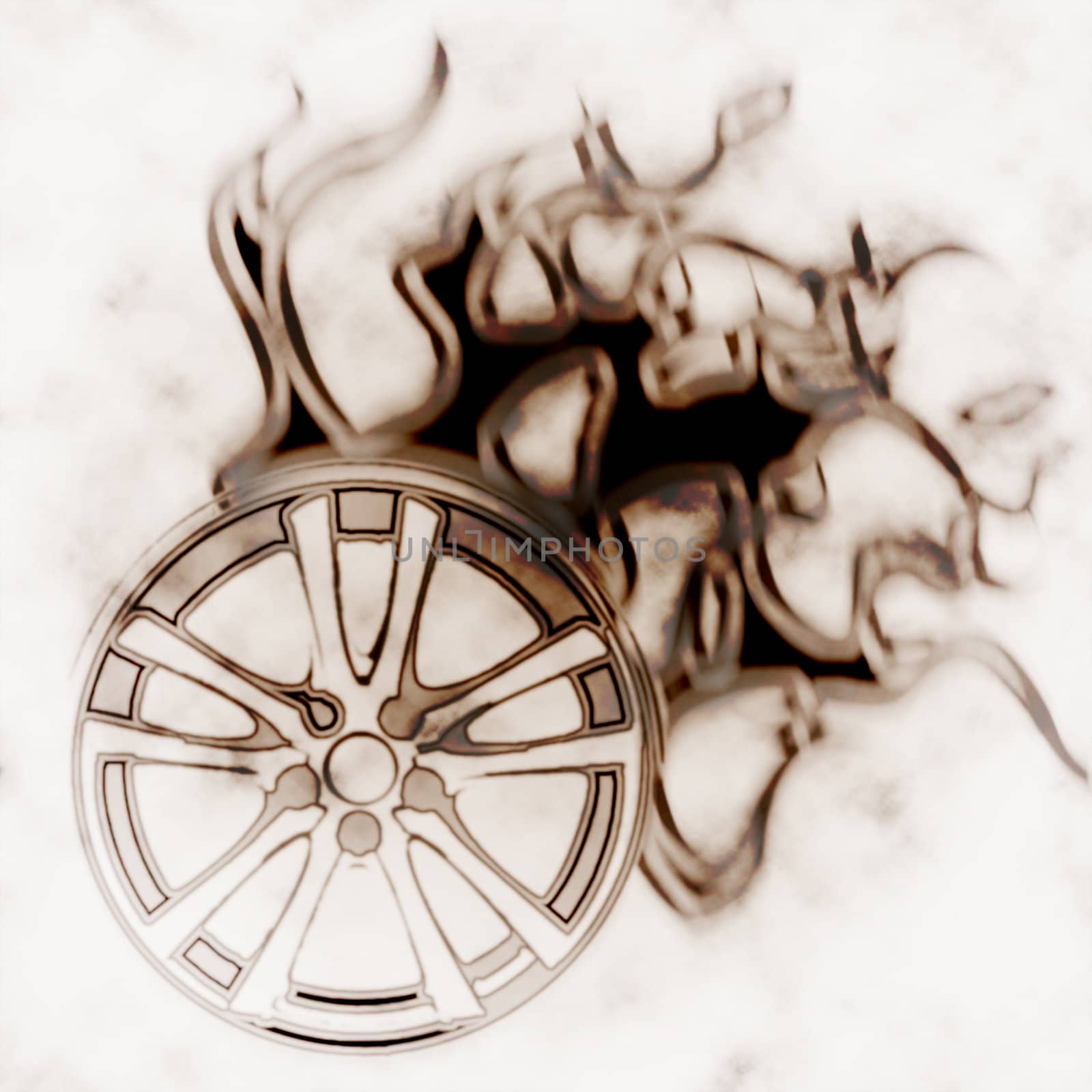 illustration of the alloy burning wheel abstract