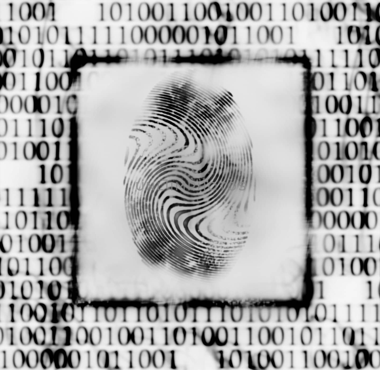 abstract illustration of the finger print and binary code