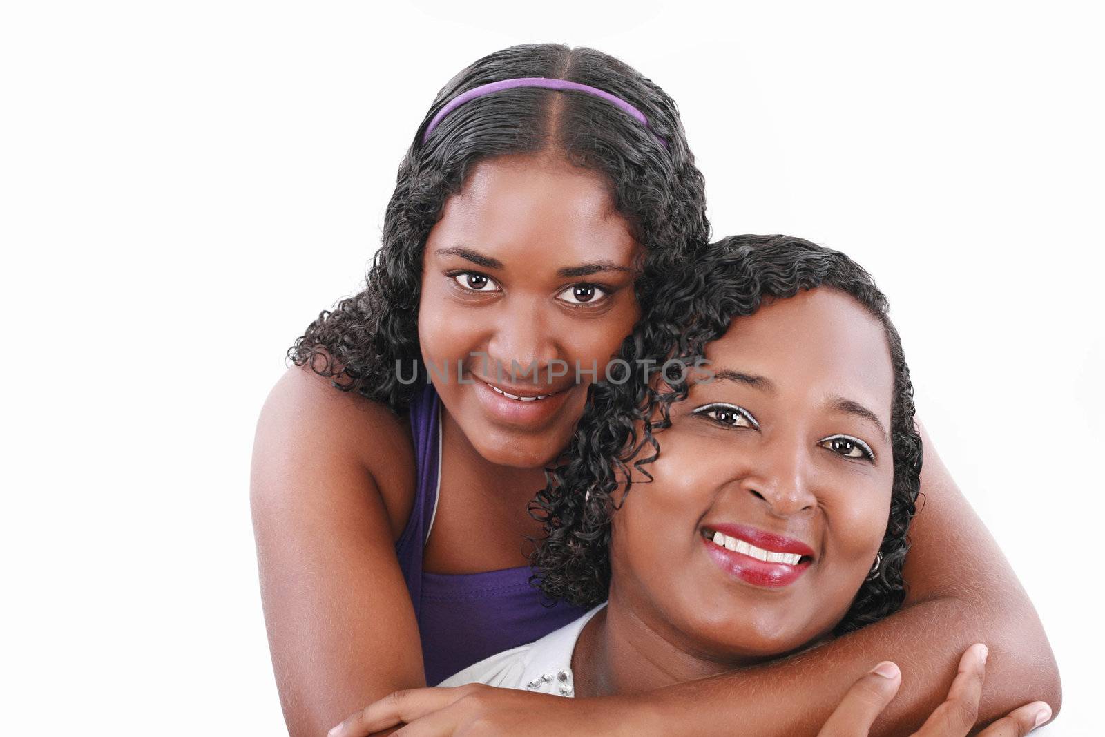 African American mother and daughter isolated on white by dacasdo
