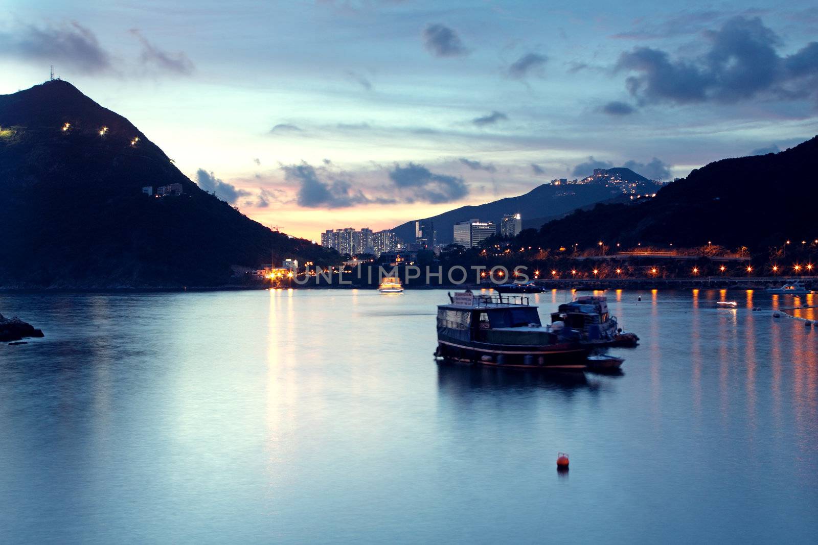 Sunrise over Lake in hongkong