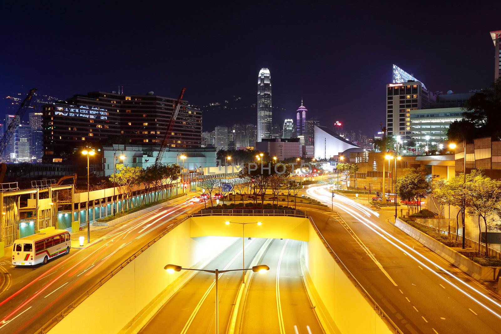 modern city traffic at night 