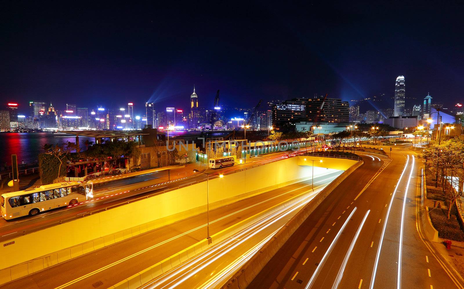 modern city traffic at night 